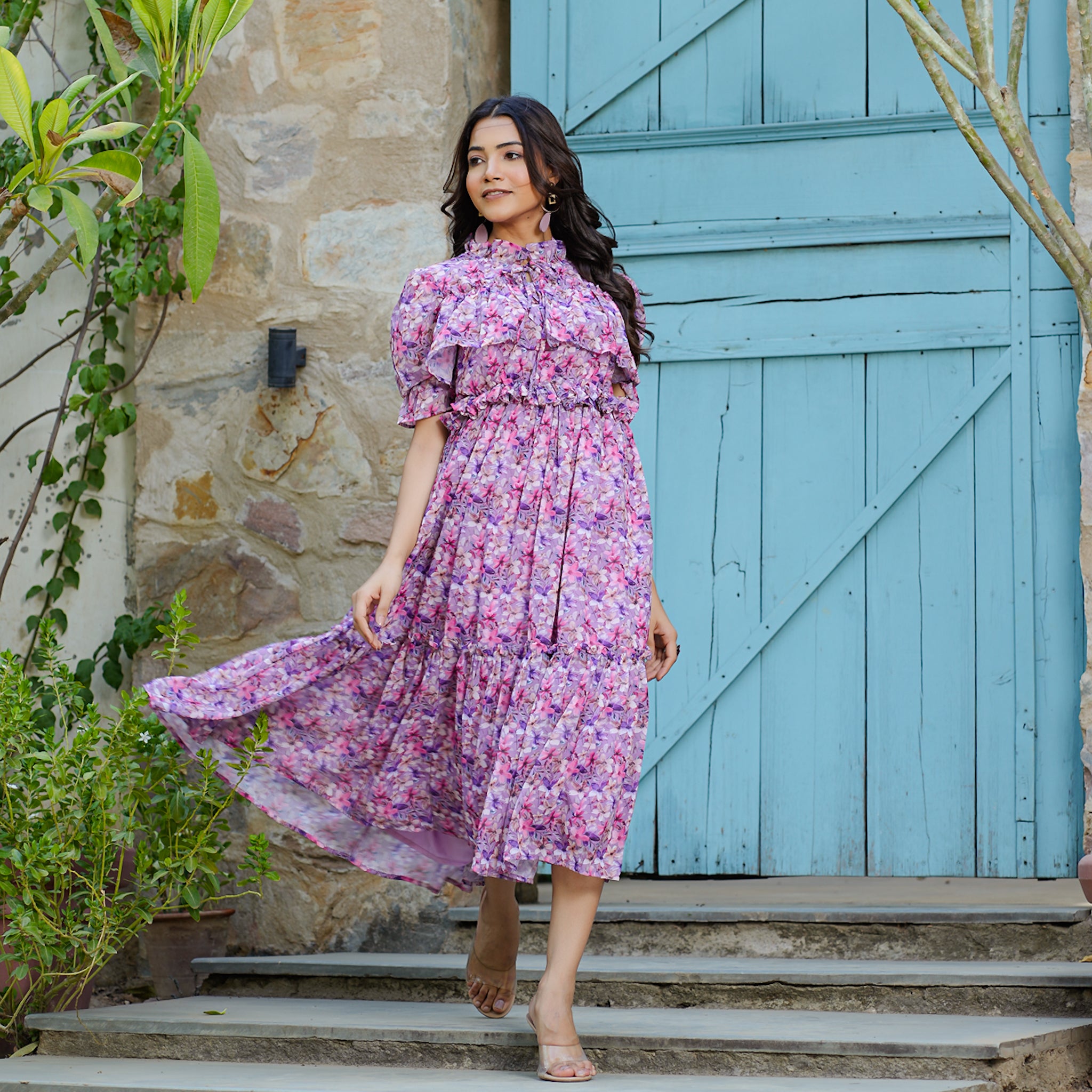 Joelle Lilac Floral Maxi Dress