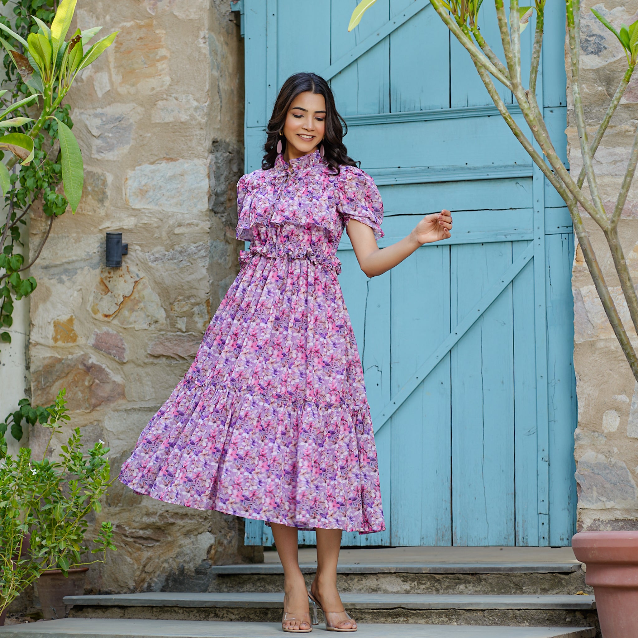 Joelle Lilac Floral Maxi Dress
