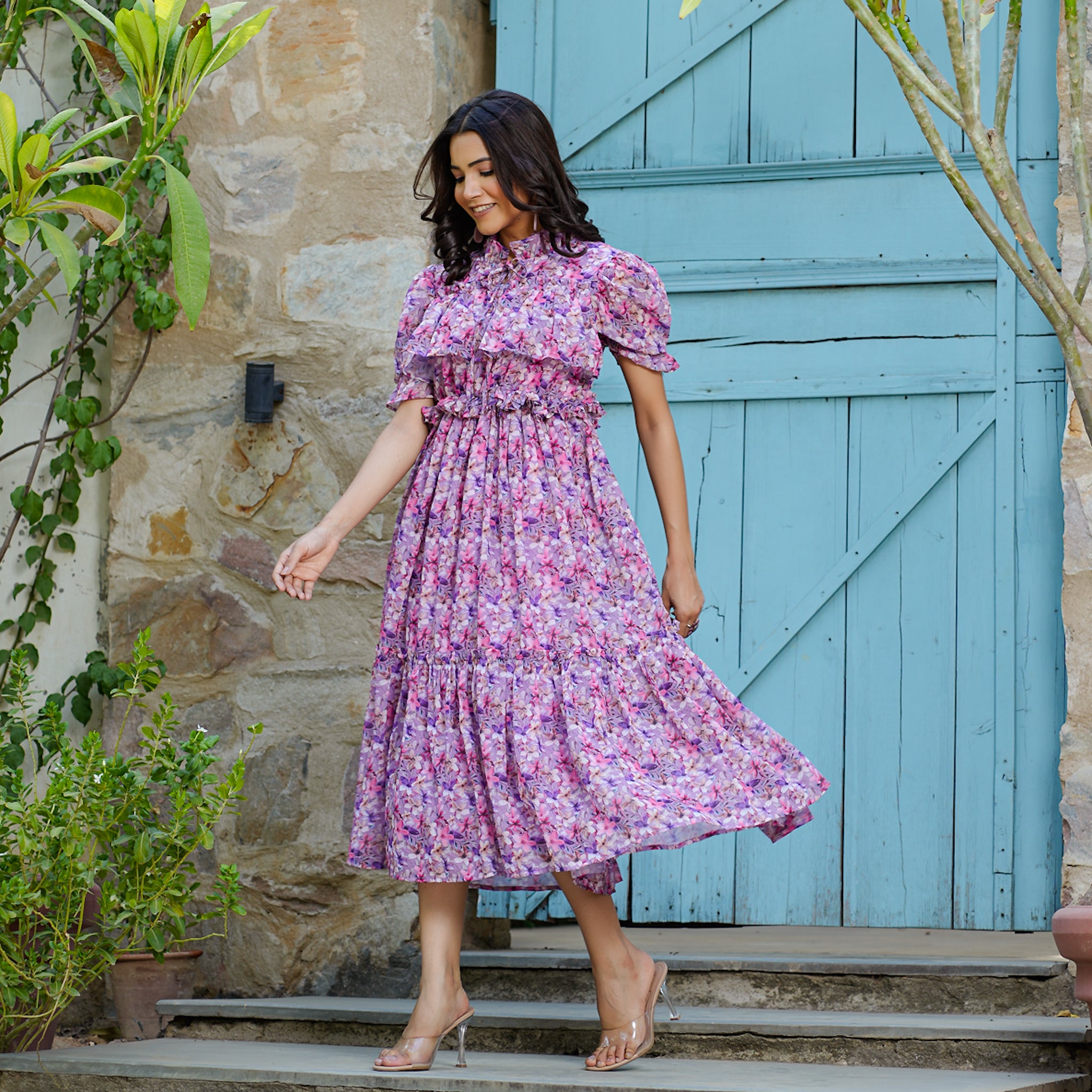 Joelle Lilac Floral Maxi Dress