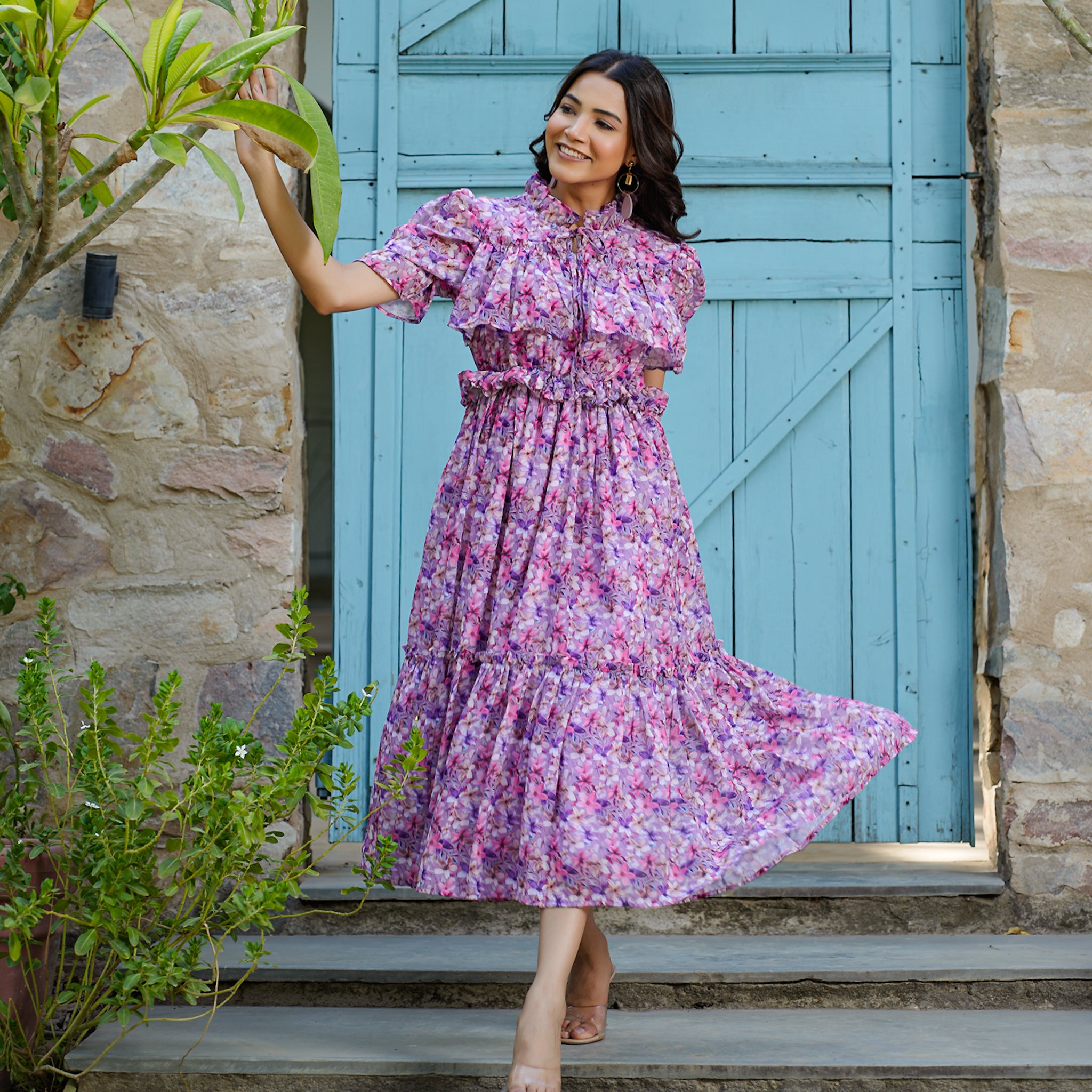 Joelle Lilac Floral Maxi Dress