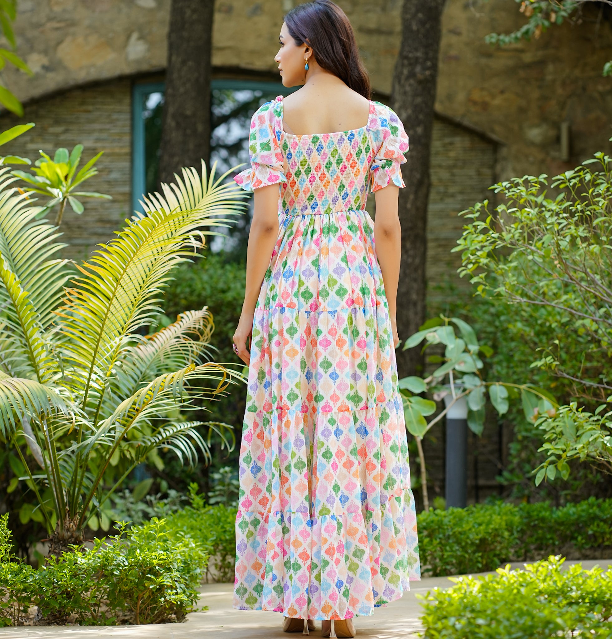 Elyna Multicolor Flared Maxi Dress