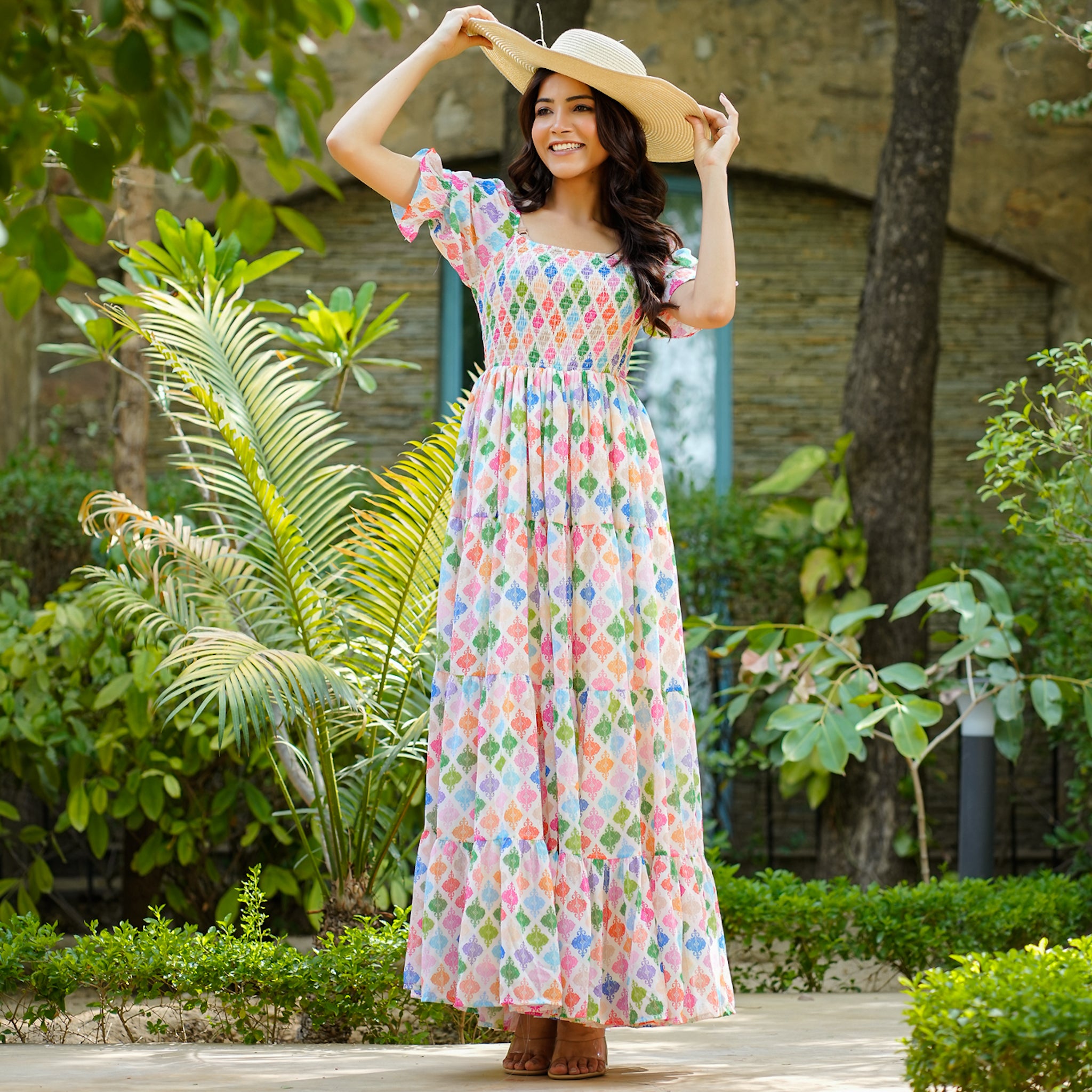 Elyna Multicolor Flared Maxi Dress