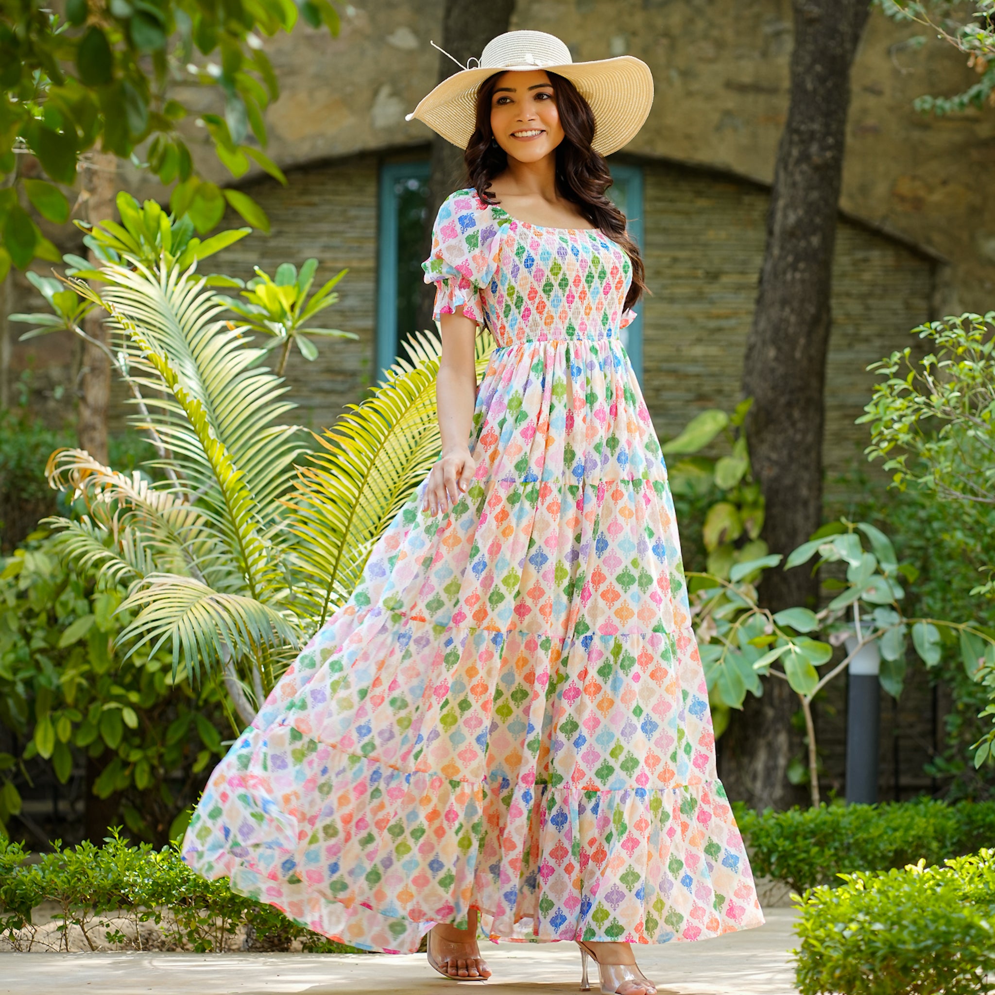 Elyna Multicolor Flared Maxi Dress