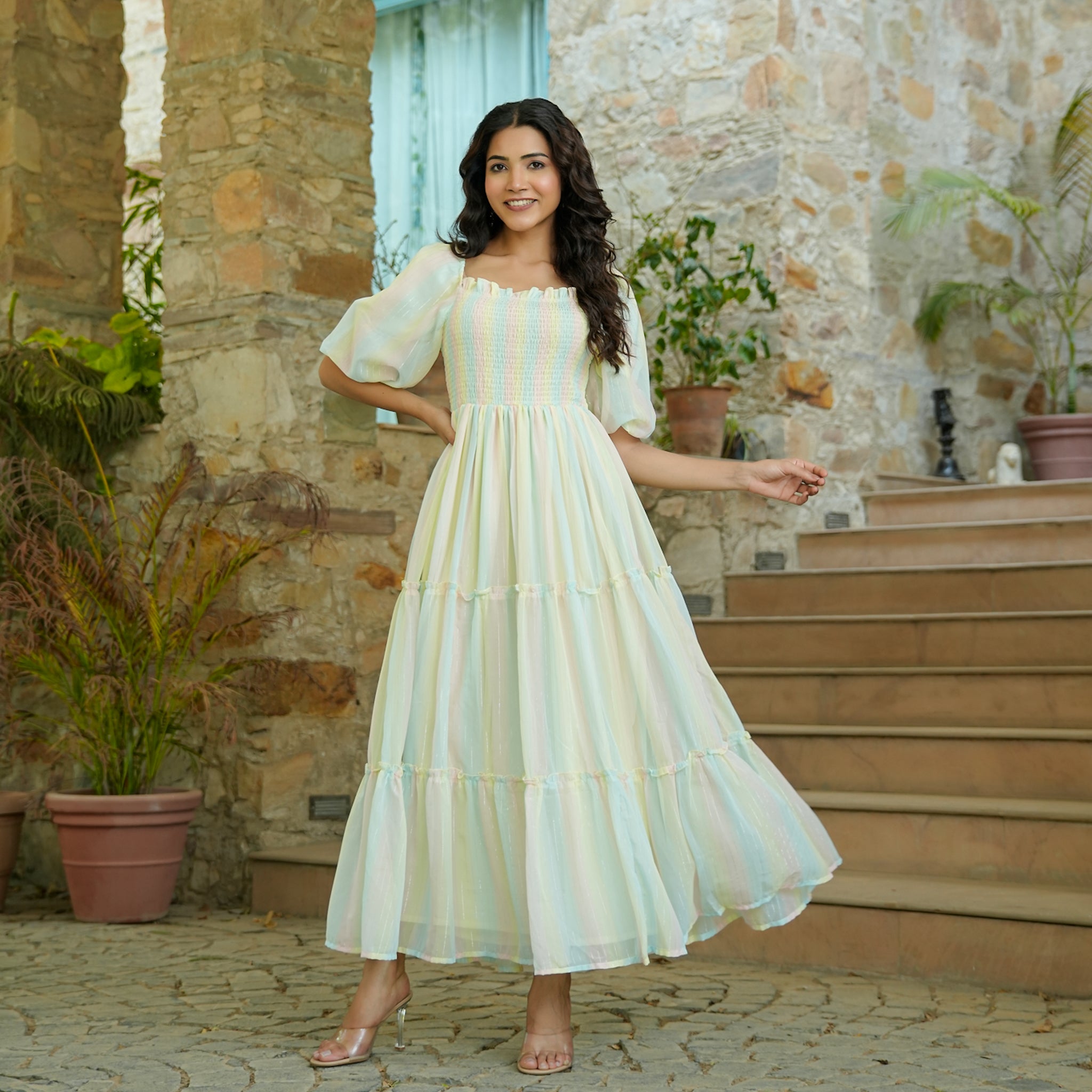 Regina Multicolor Flared Maxi Dress