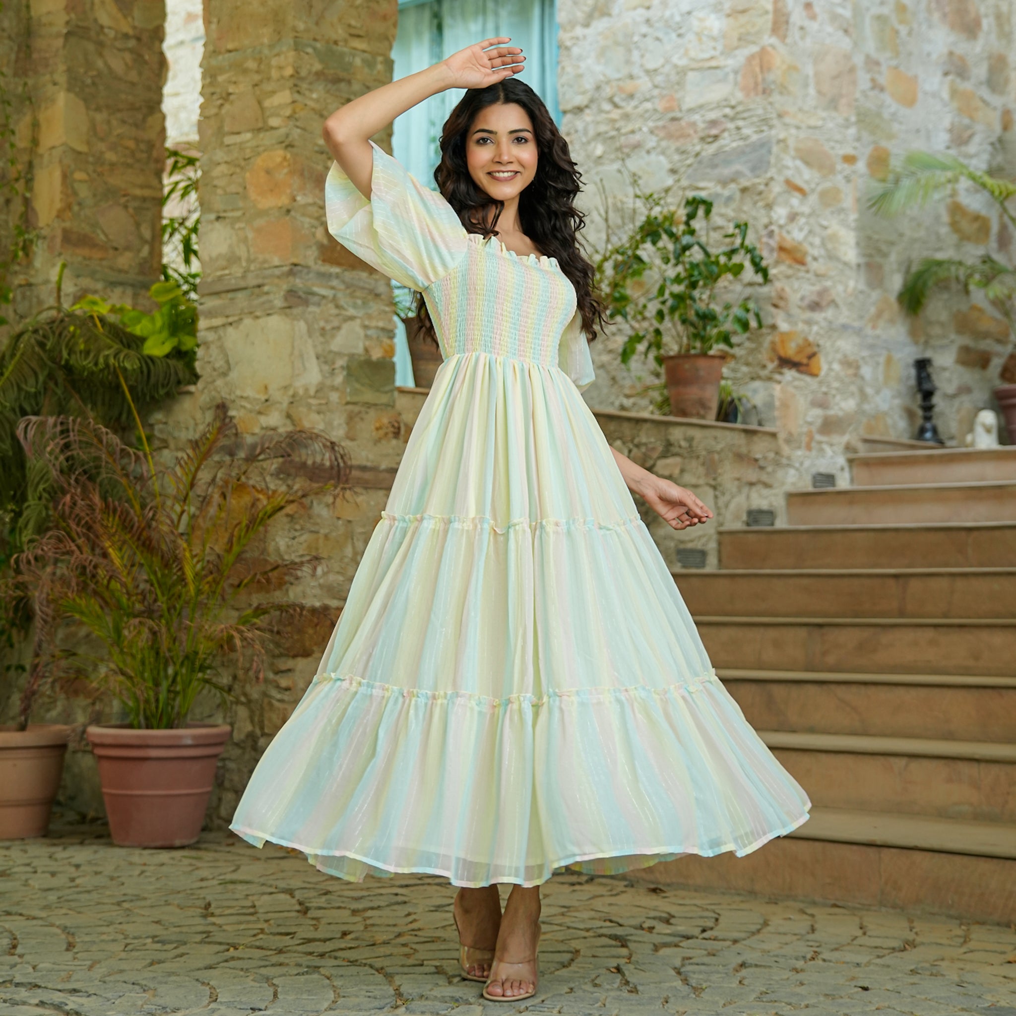 Regina Multicolor Flared Maxi Dress