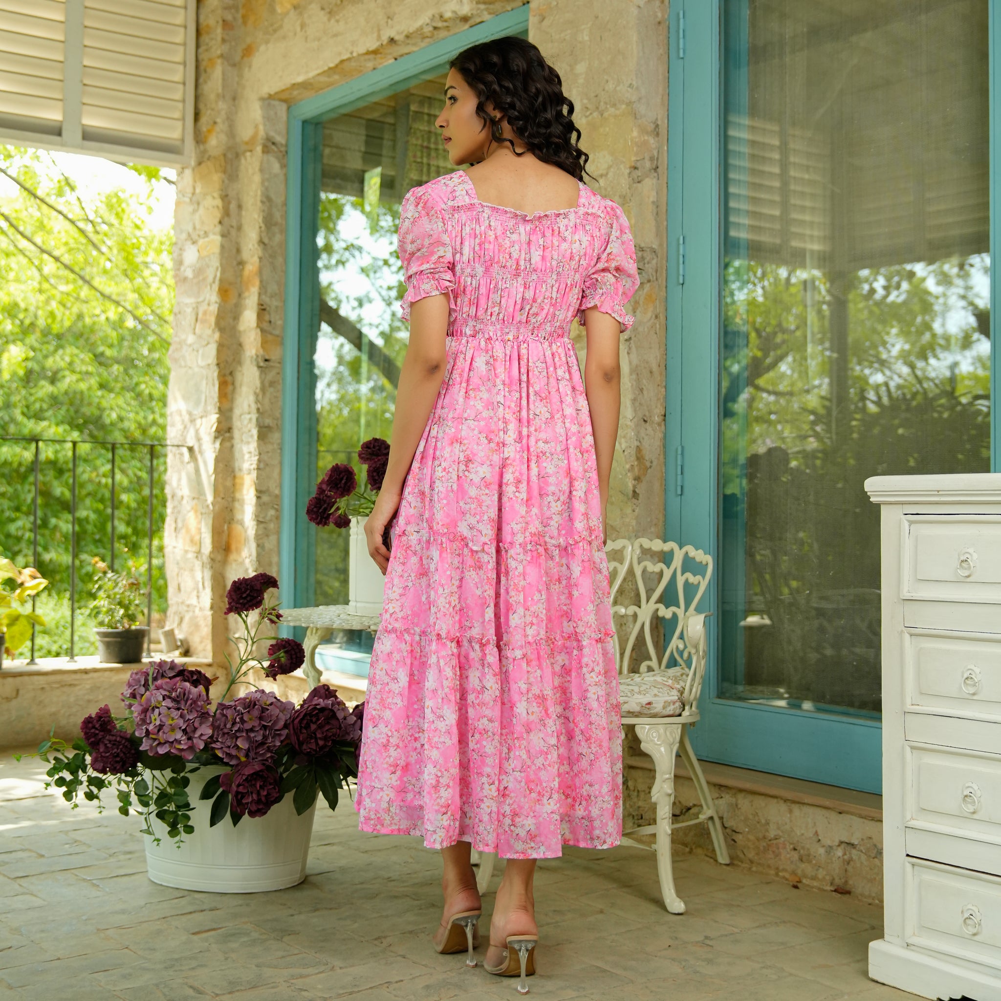 Estelle Pink Floral Maxi Dress