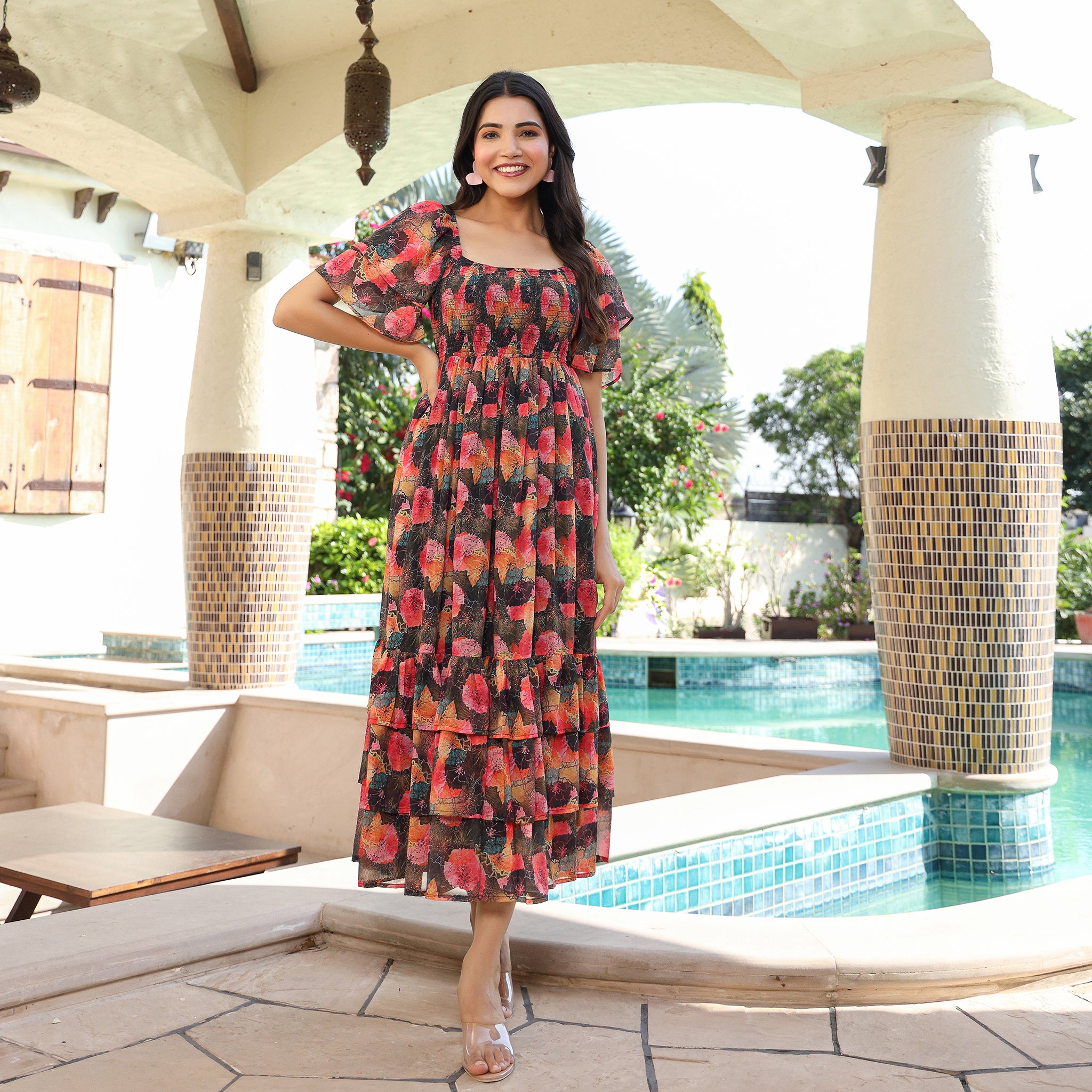 Ariel Multicolor Floral Maxi Dress