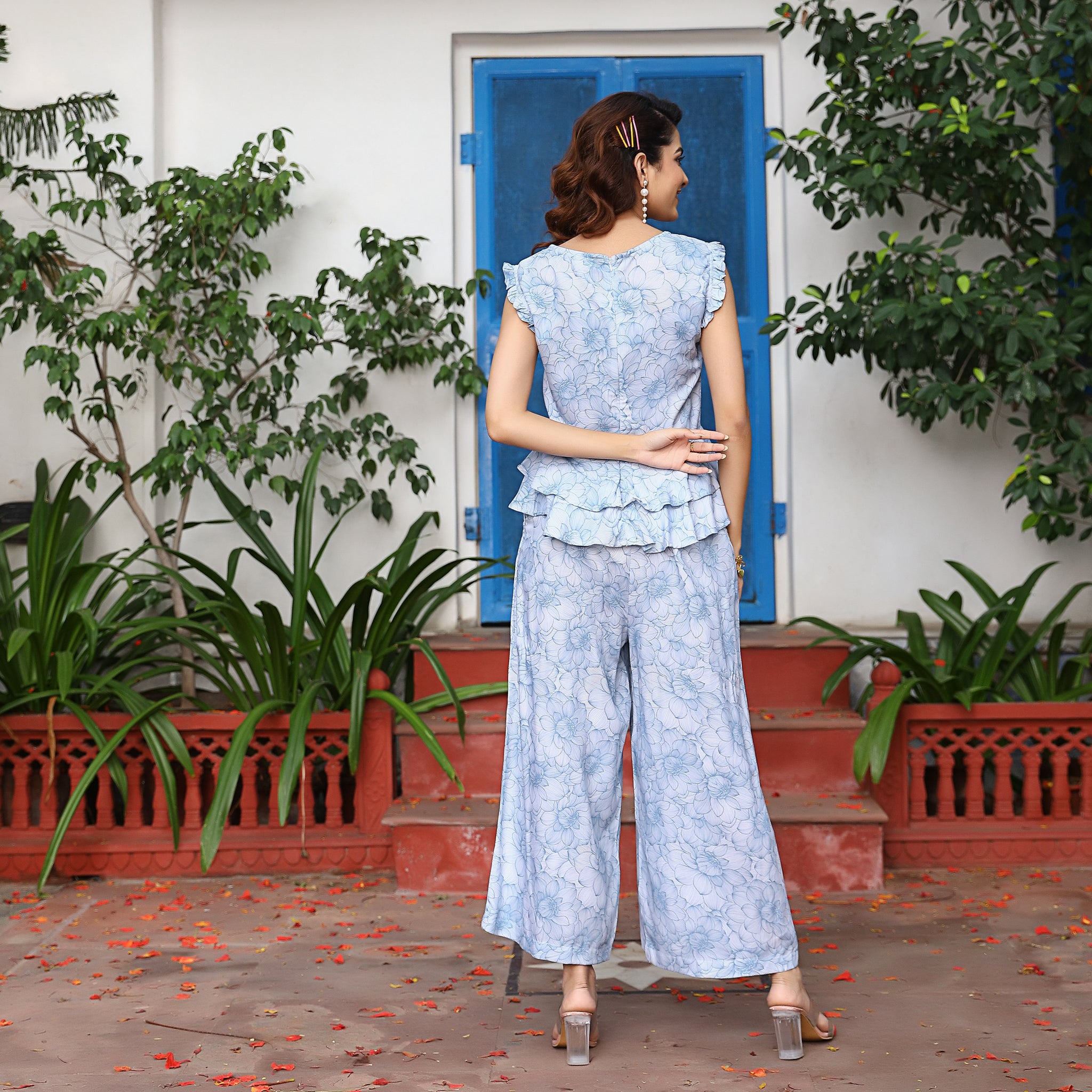 Nadia Blue Floral Cotton Co-Ord Set