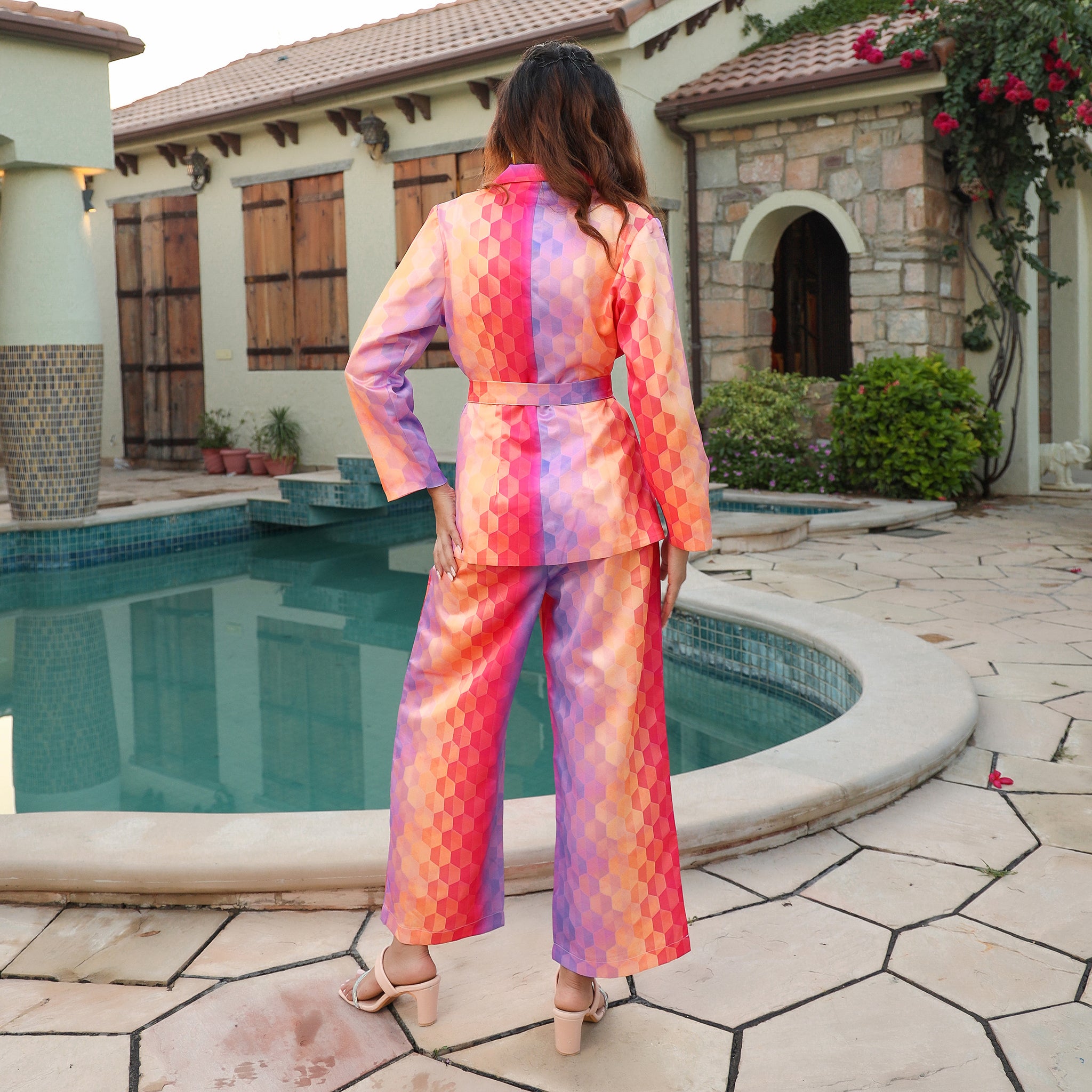 Grazia Multicolor Satin Co-Ord Set