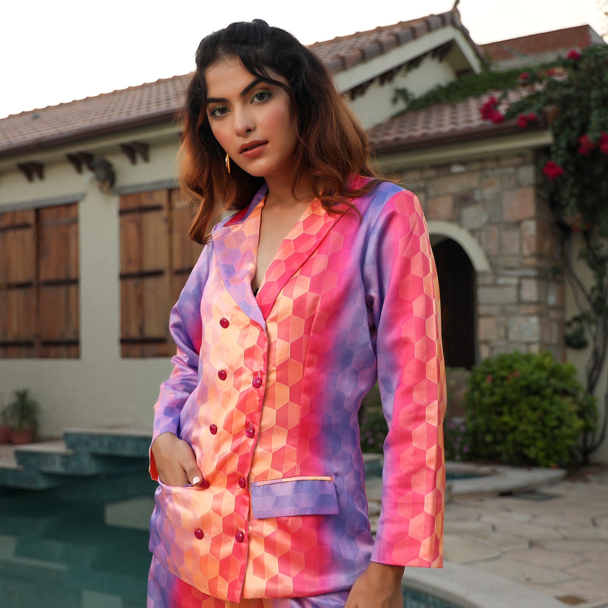 Grazia Multicolor Satin Co-Ord Set