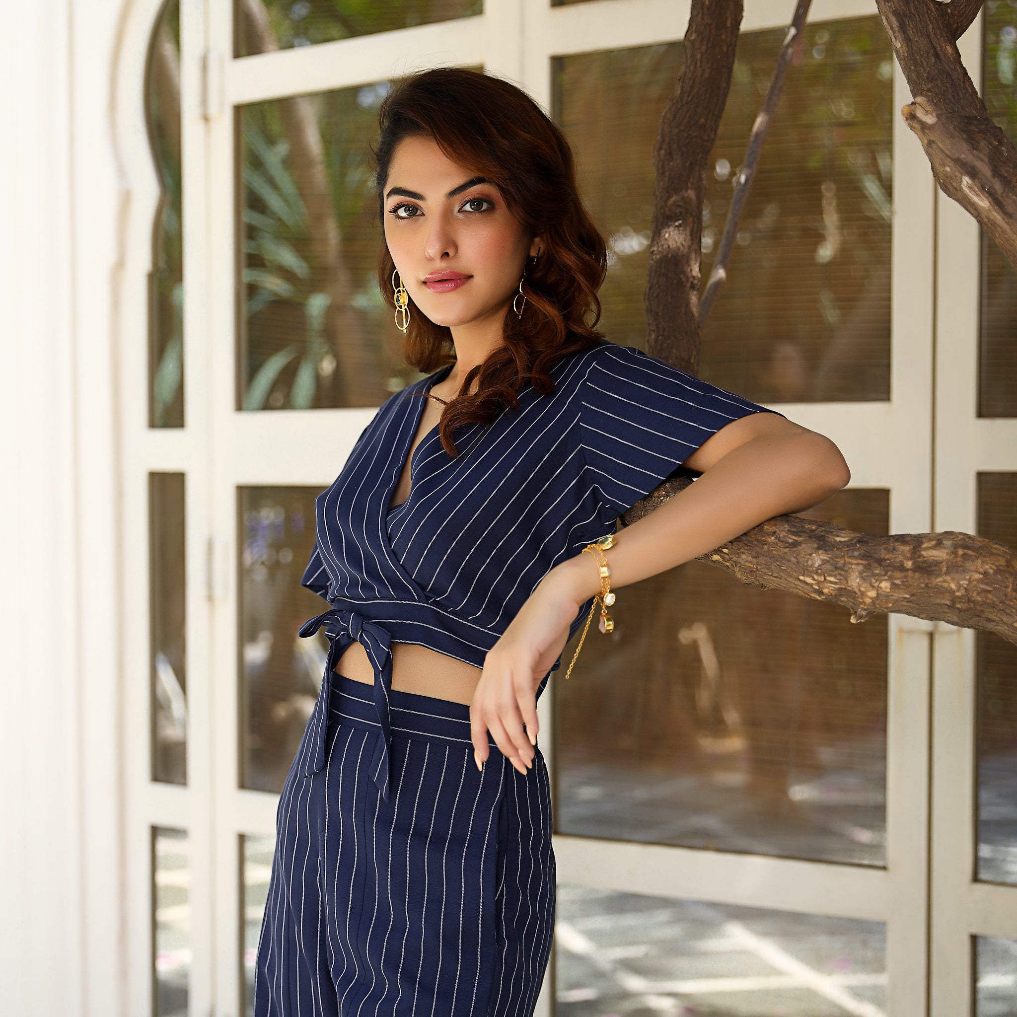 Charlotte Navy Blue Stripe Cotton Co-Ord Set