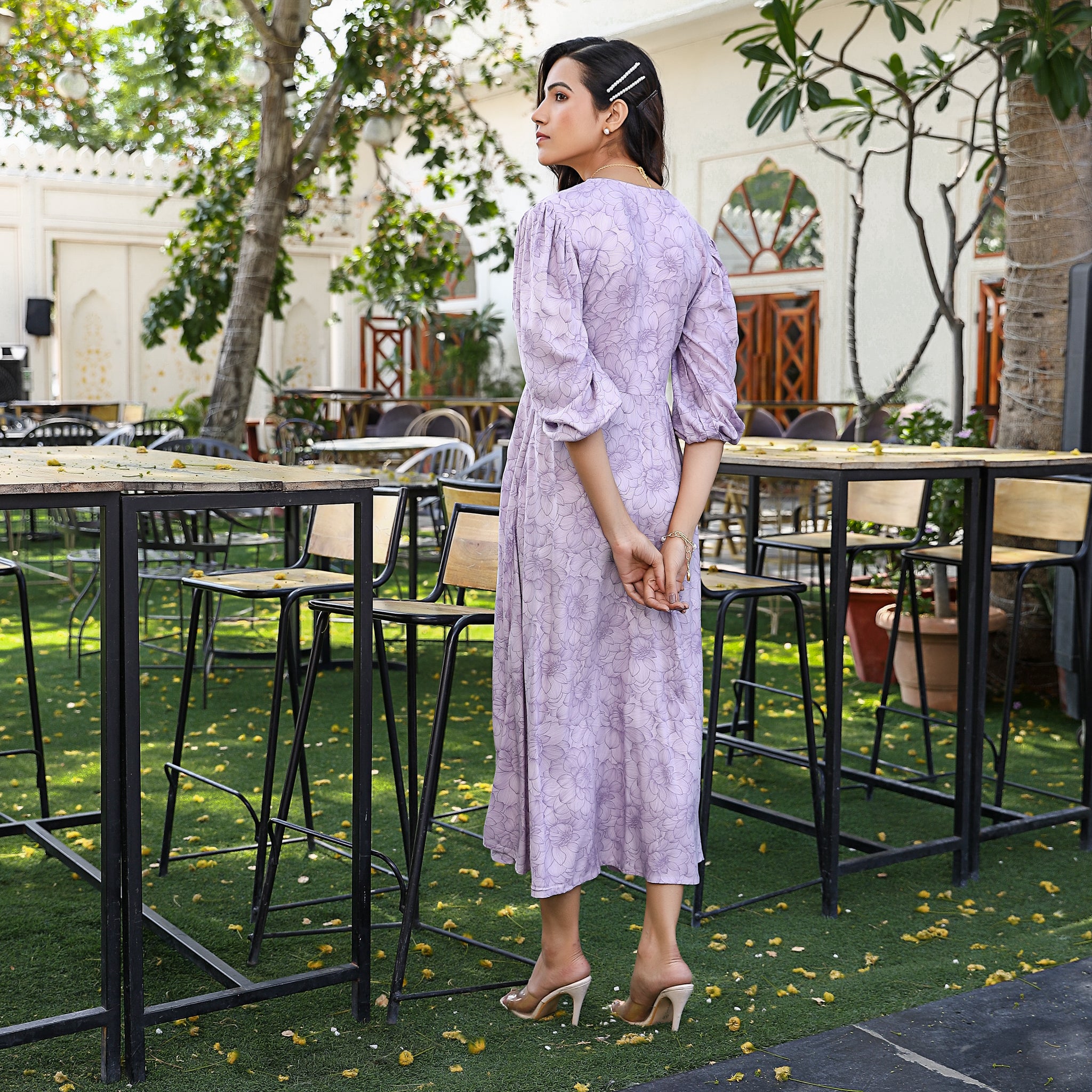 Megan Lavender Floral Cotton Maxi Dress