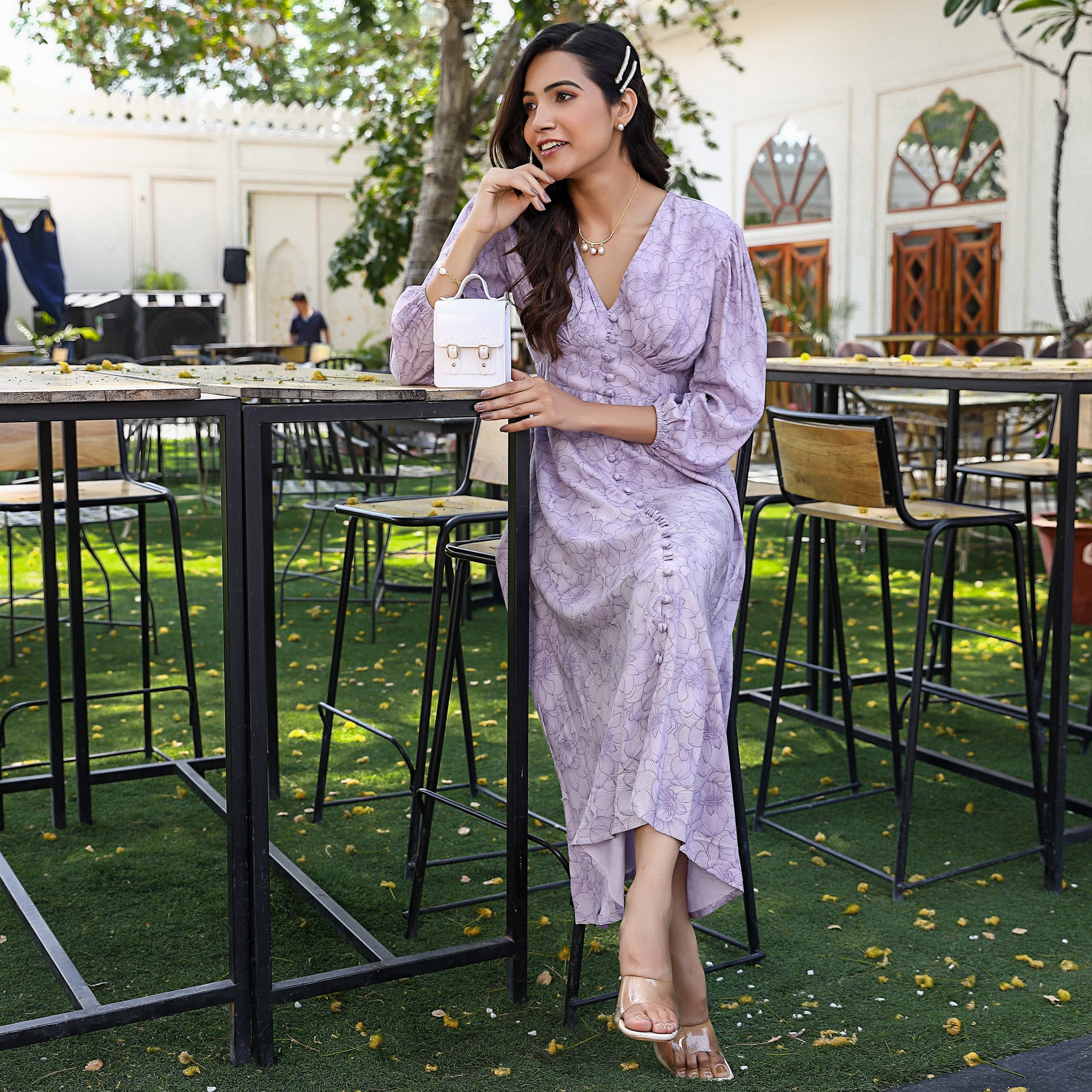 Megan Lavender Floral Cotton Maxi Dress