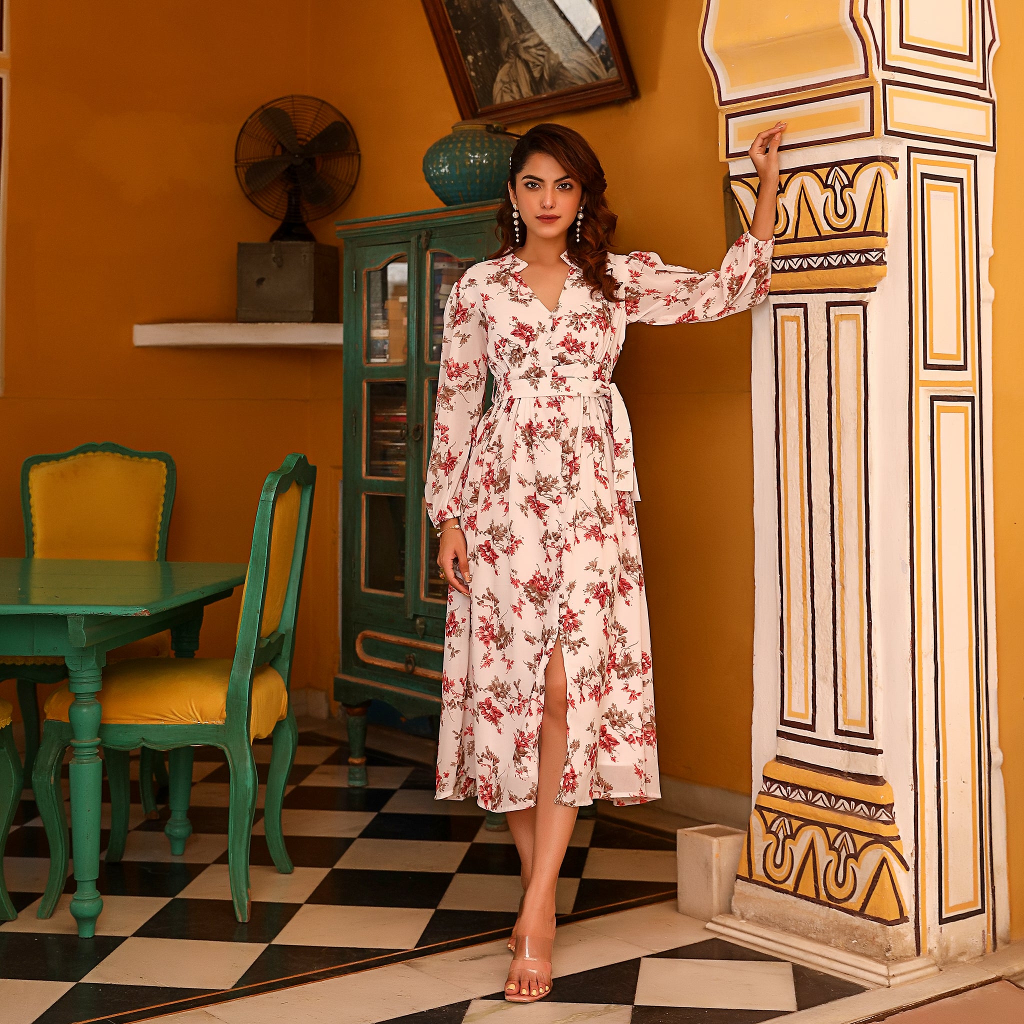 Victoria White Floral Maxi Dress