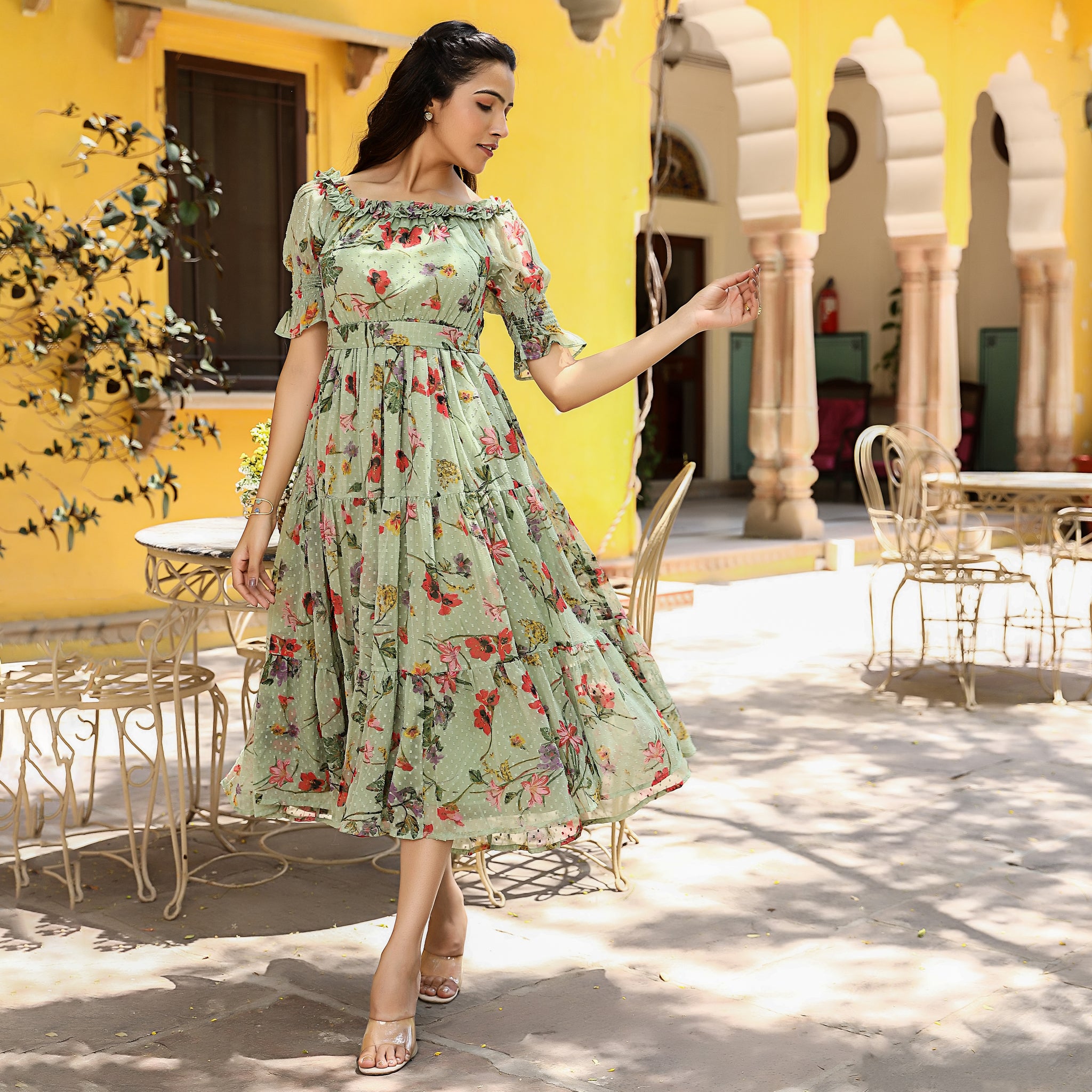 Camilla Light Green Floral Dress