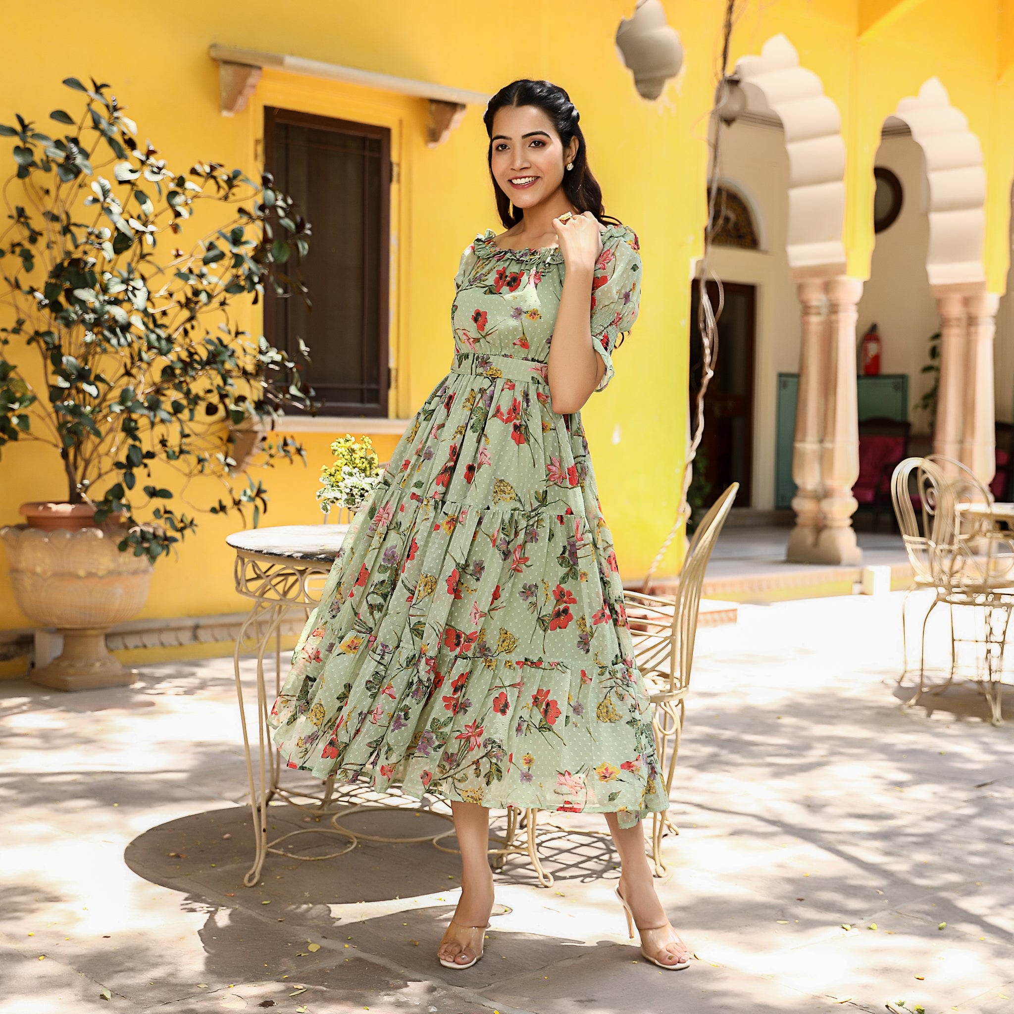 Camilla Light Green Floral Dress
