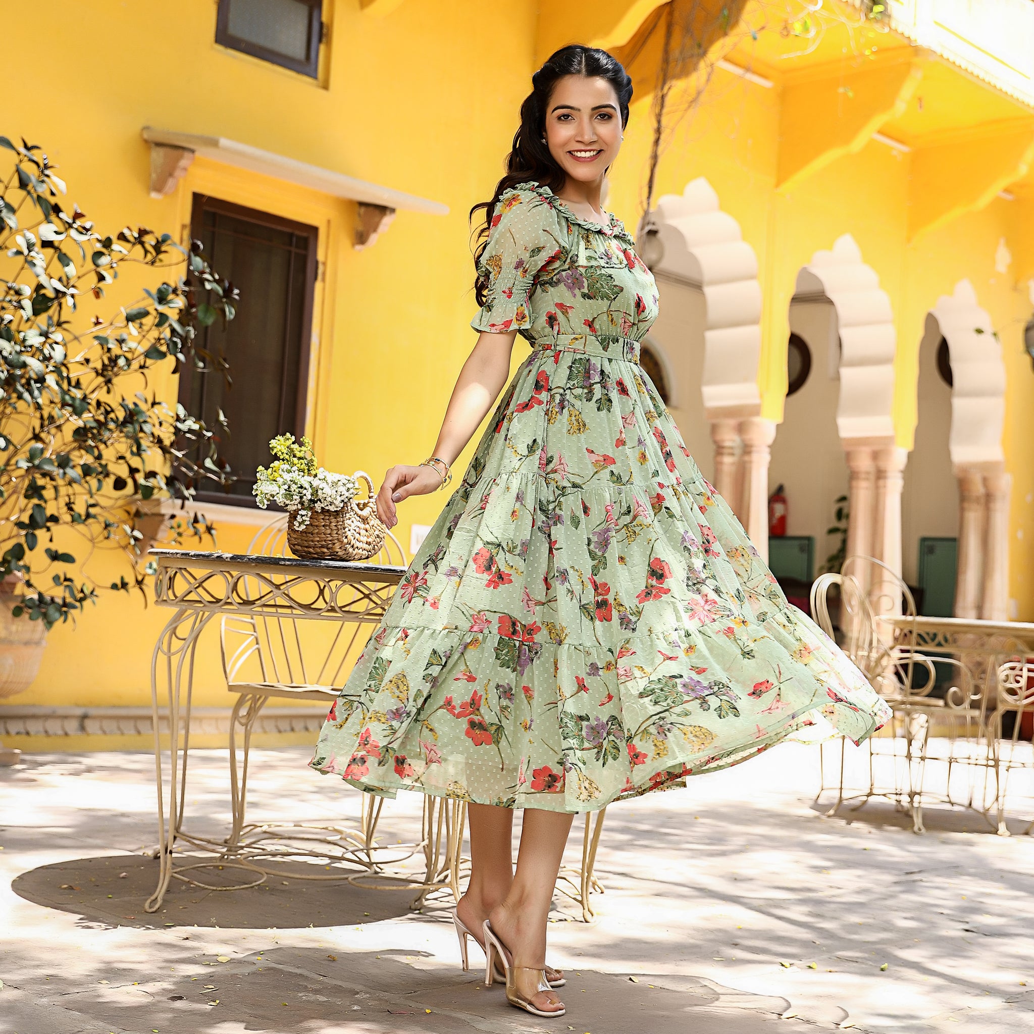 Camilla Light Green Floral Dress