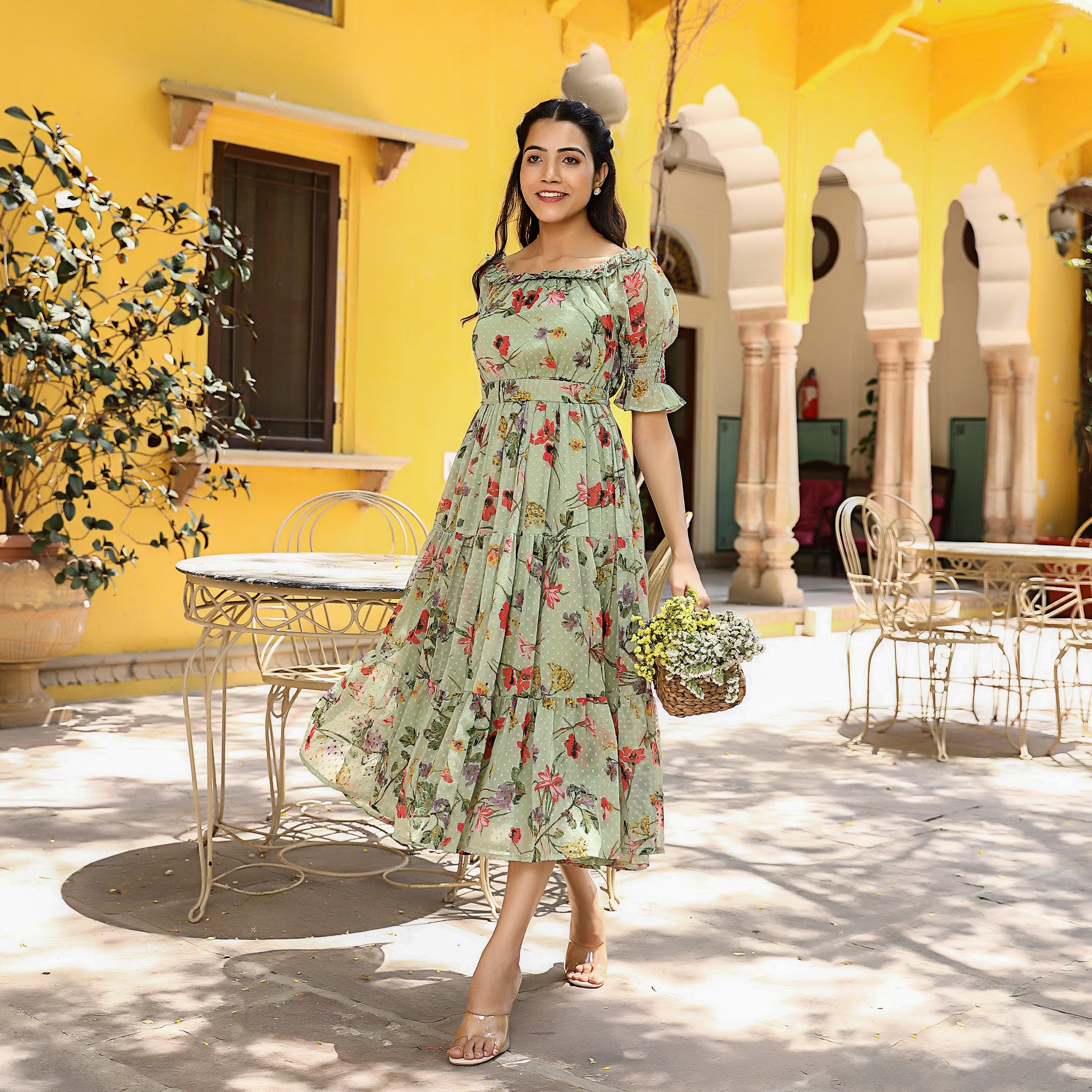 Camilla Light Green Floral Dress