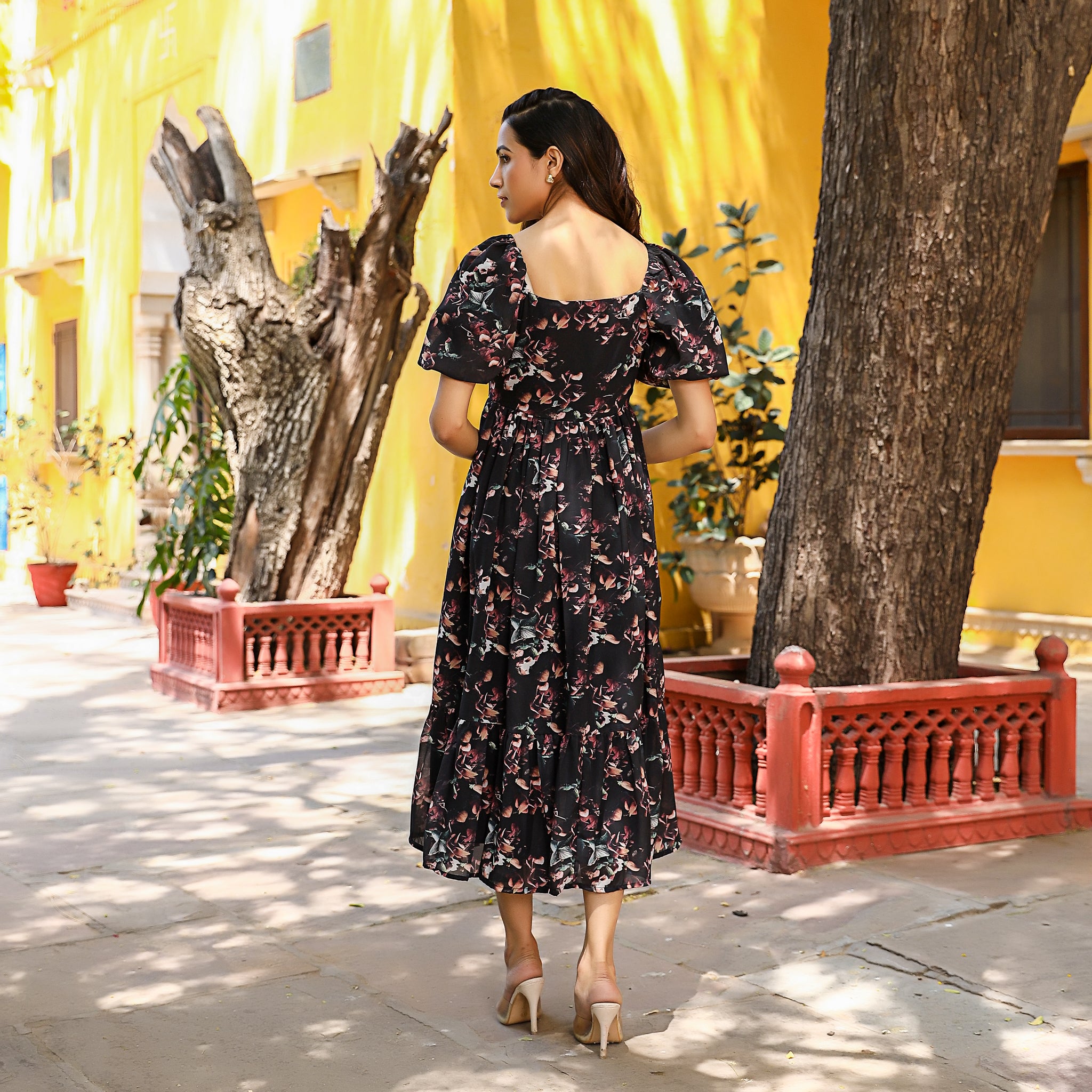 Hannah Black Flare Dress