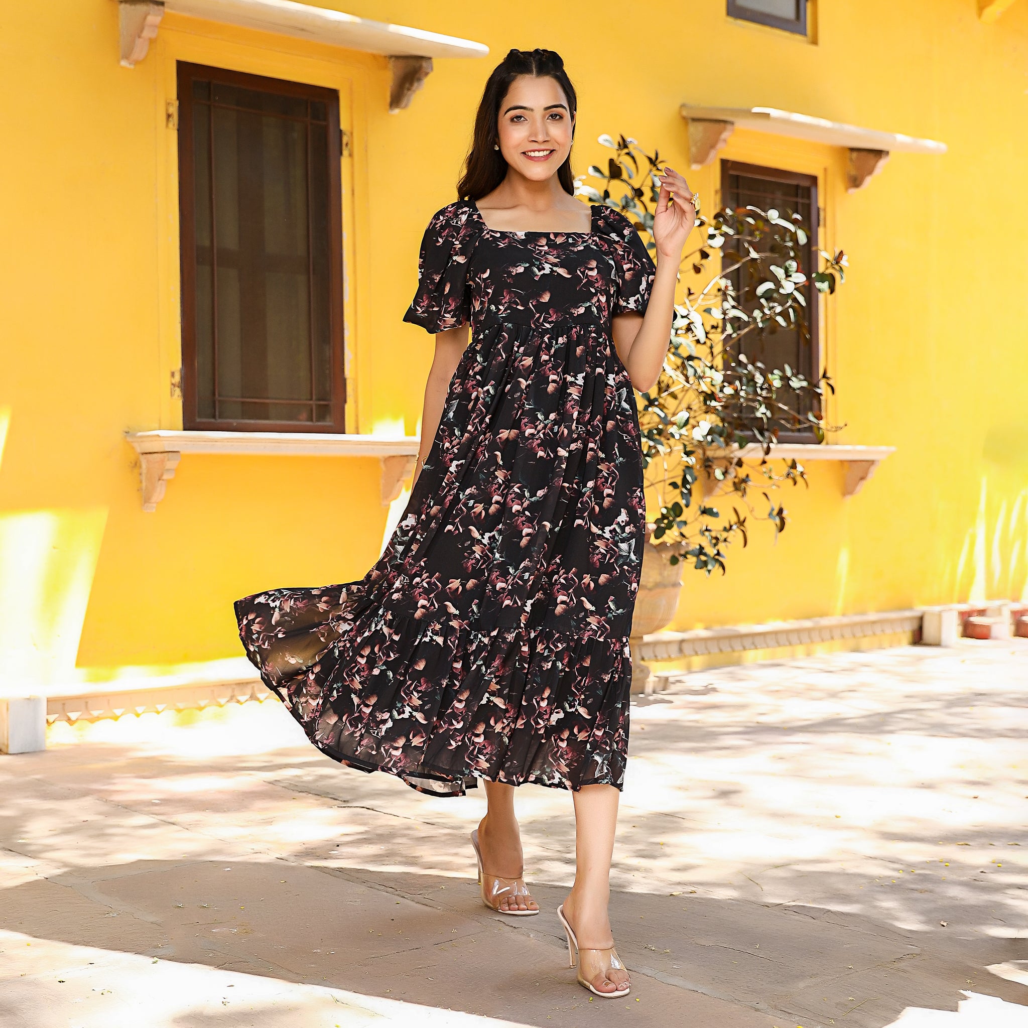 Hannah Black Flare Dress
