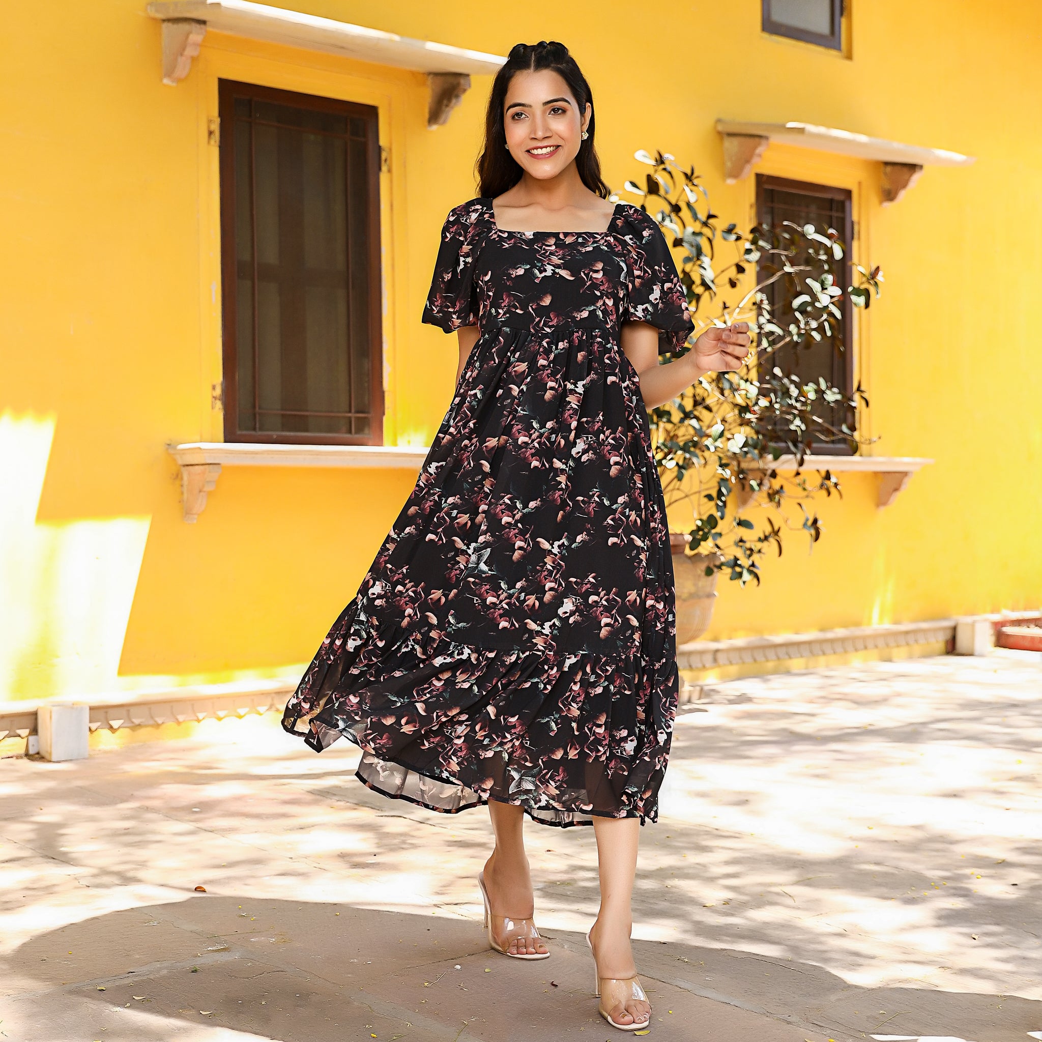 Hannah Black Flare Dress