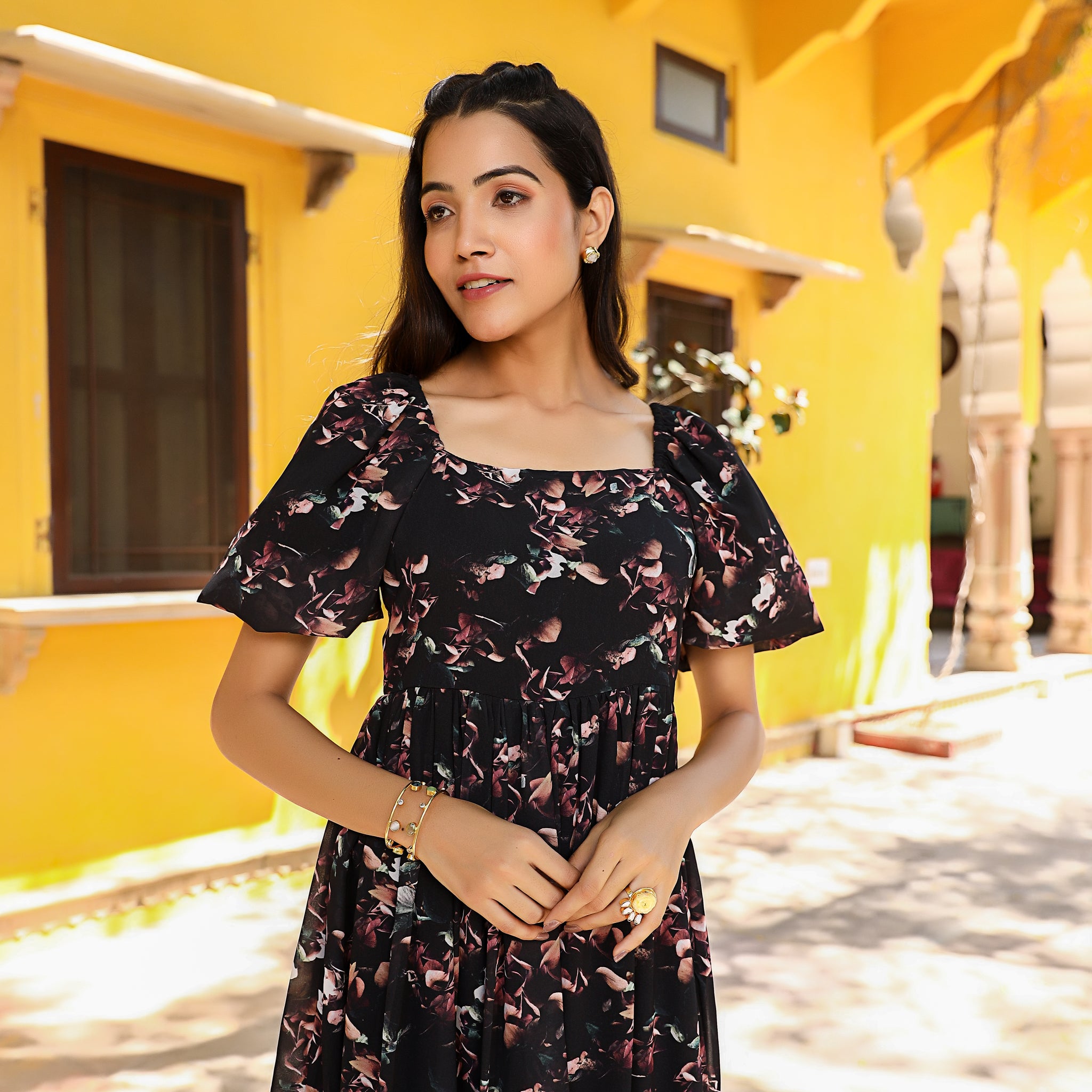 Hannah Black Flare Dress