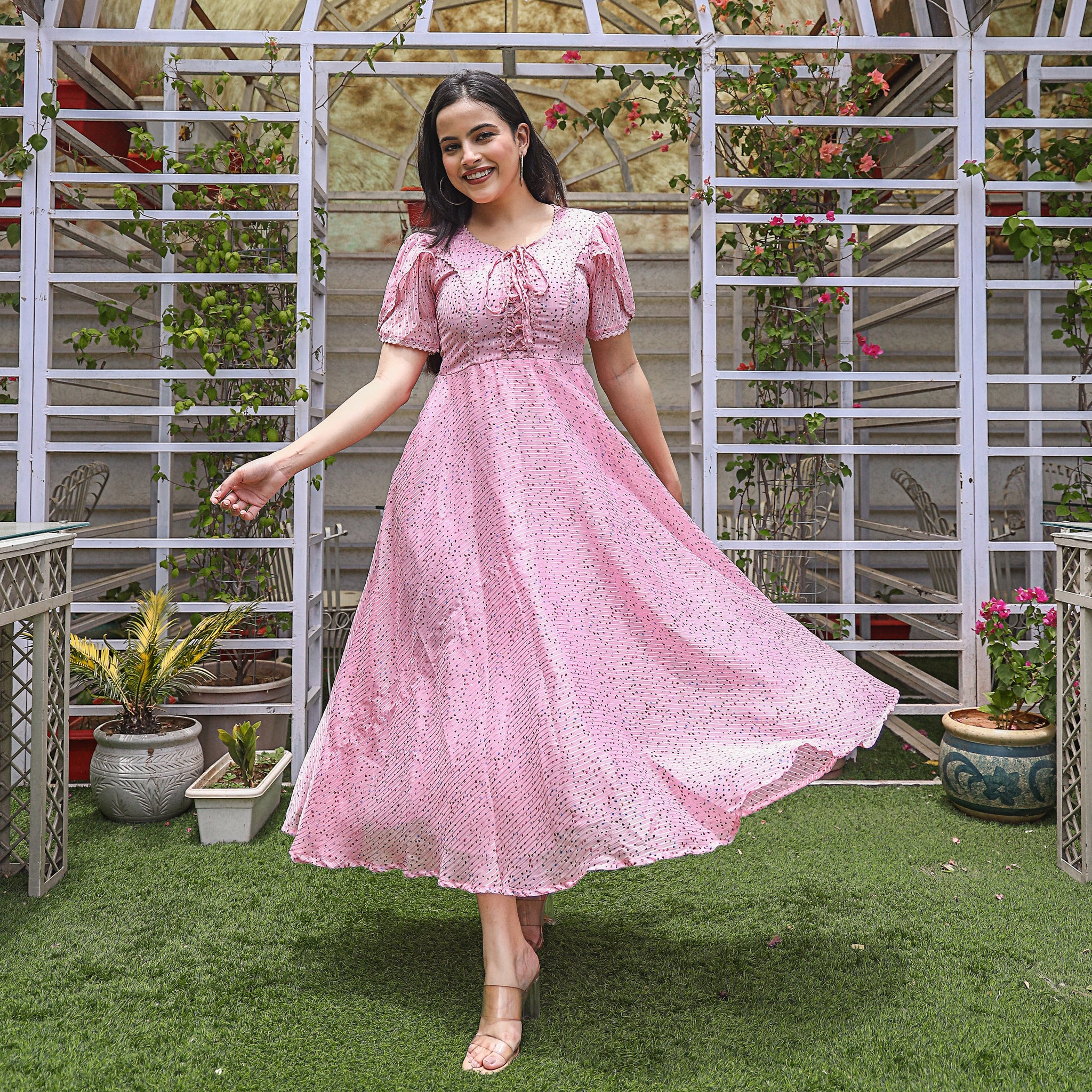 Shalby Pink Flare Maxi Dress