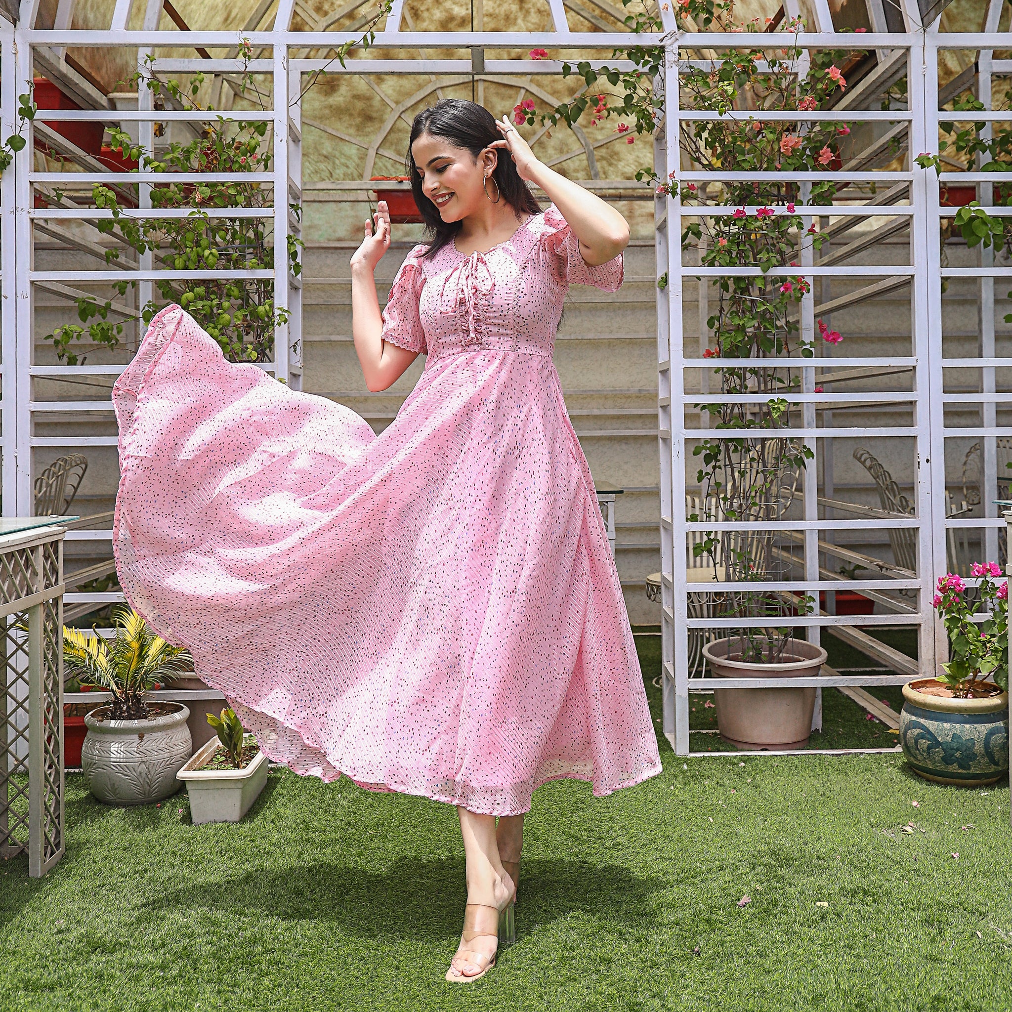Shalby Pink Flare Maxi Dress