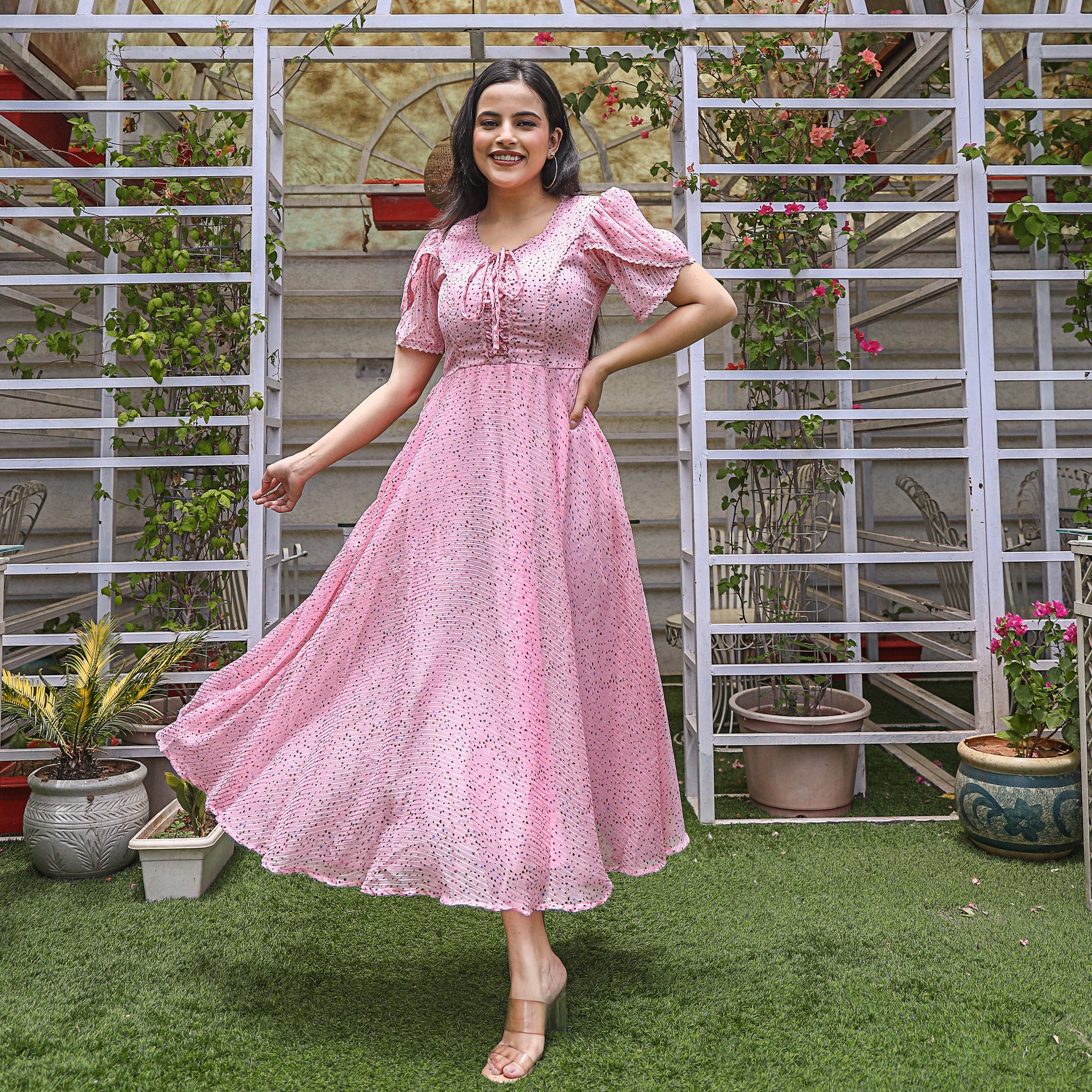 Shalby Pink Flare Maxi Dress