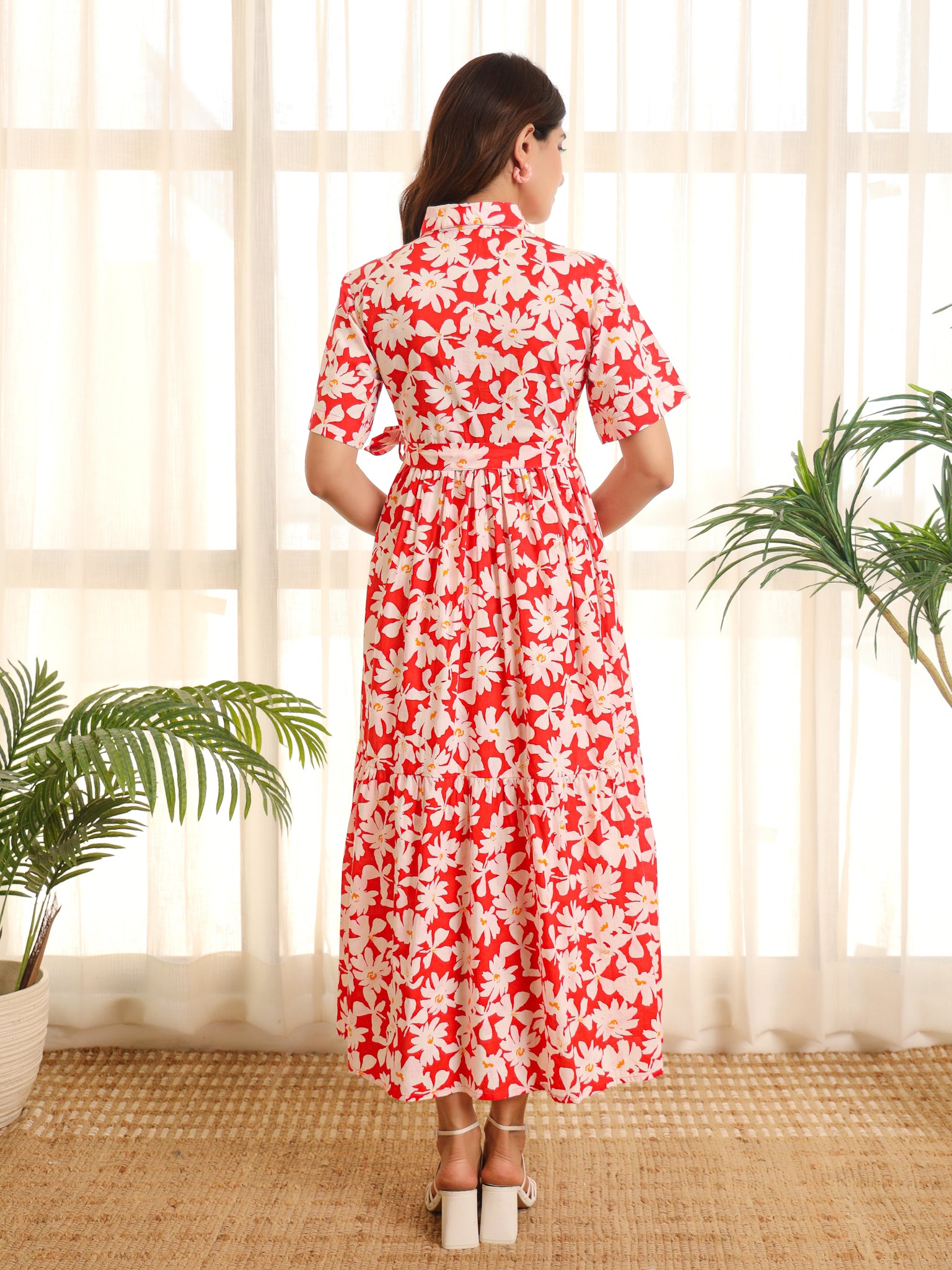 Clover Red Cotton Maxi Dress