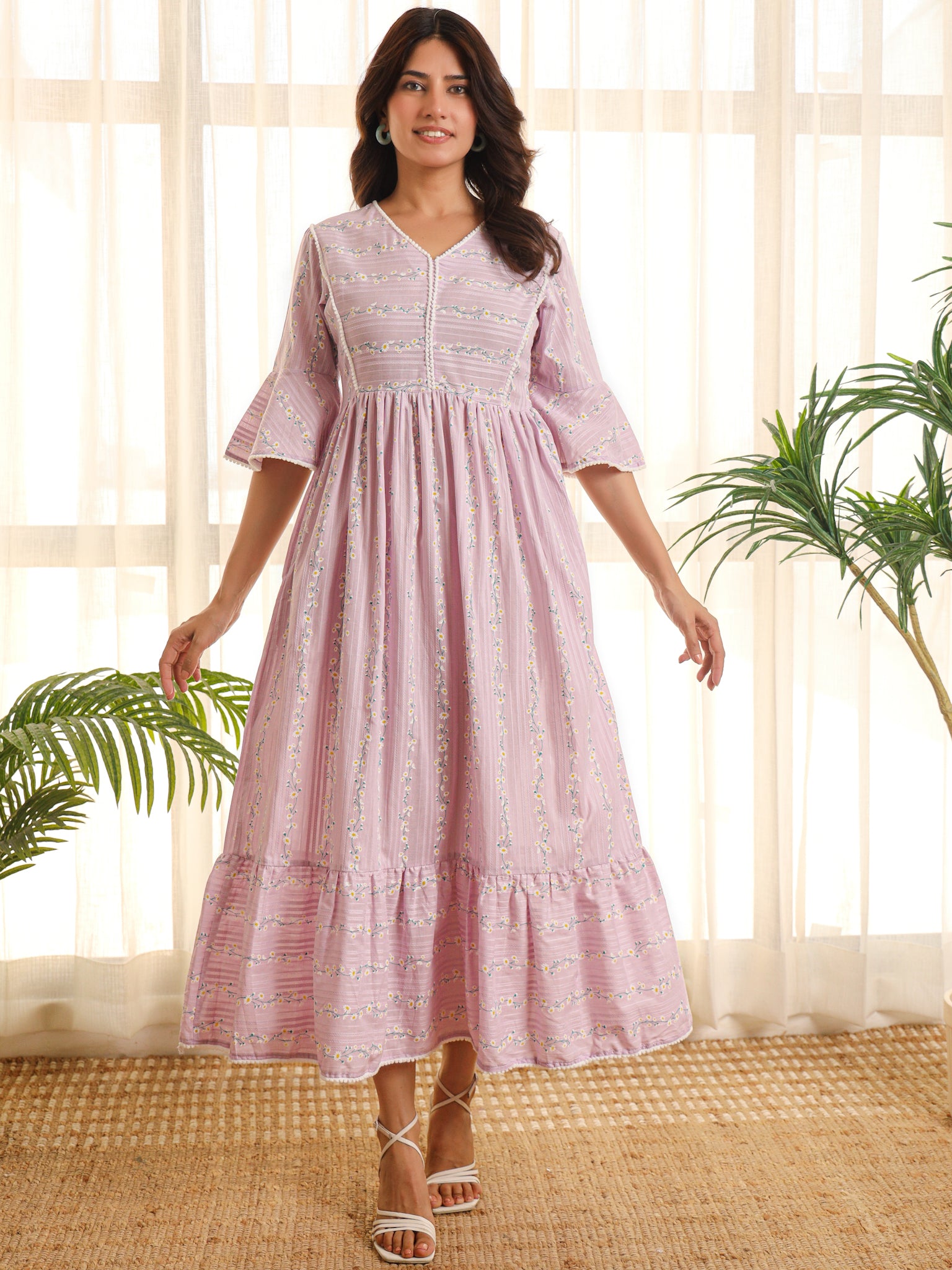 Katherine Cotton Lilac Maxi Dress