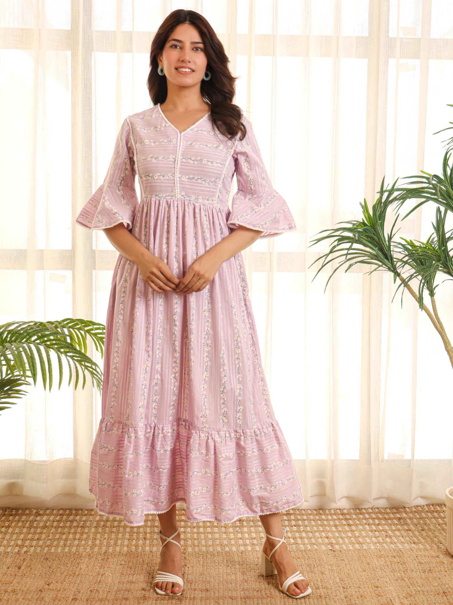 Katherine Cotton Lilac Maxi Dress