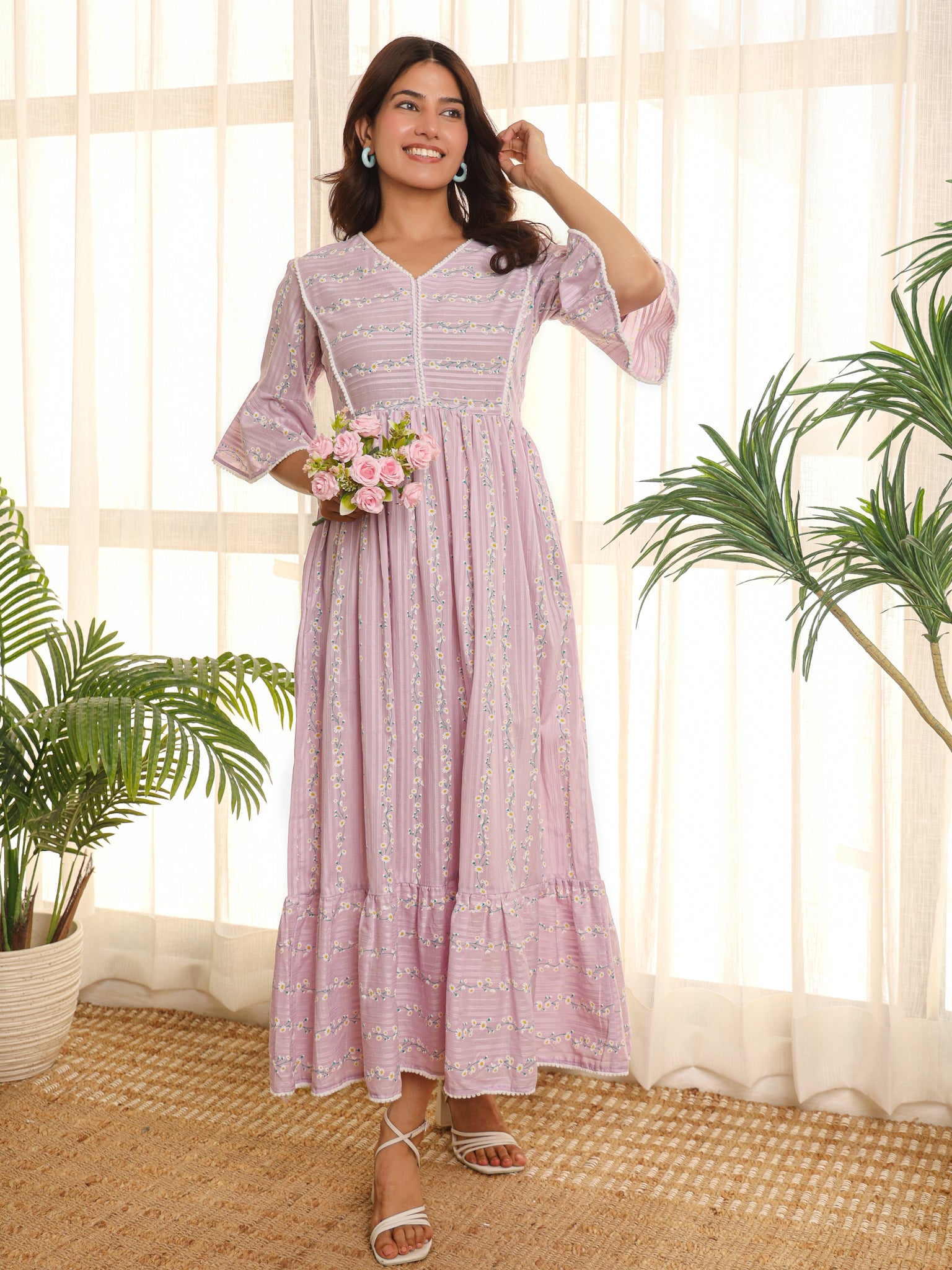 Katherine Cotton Lilac Maxi Dress