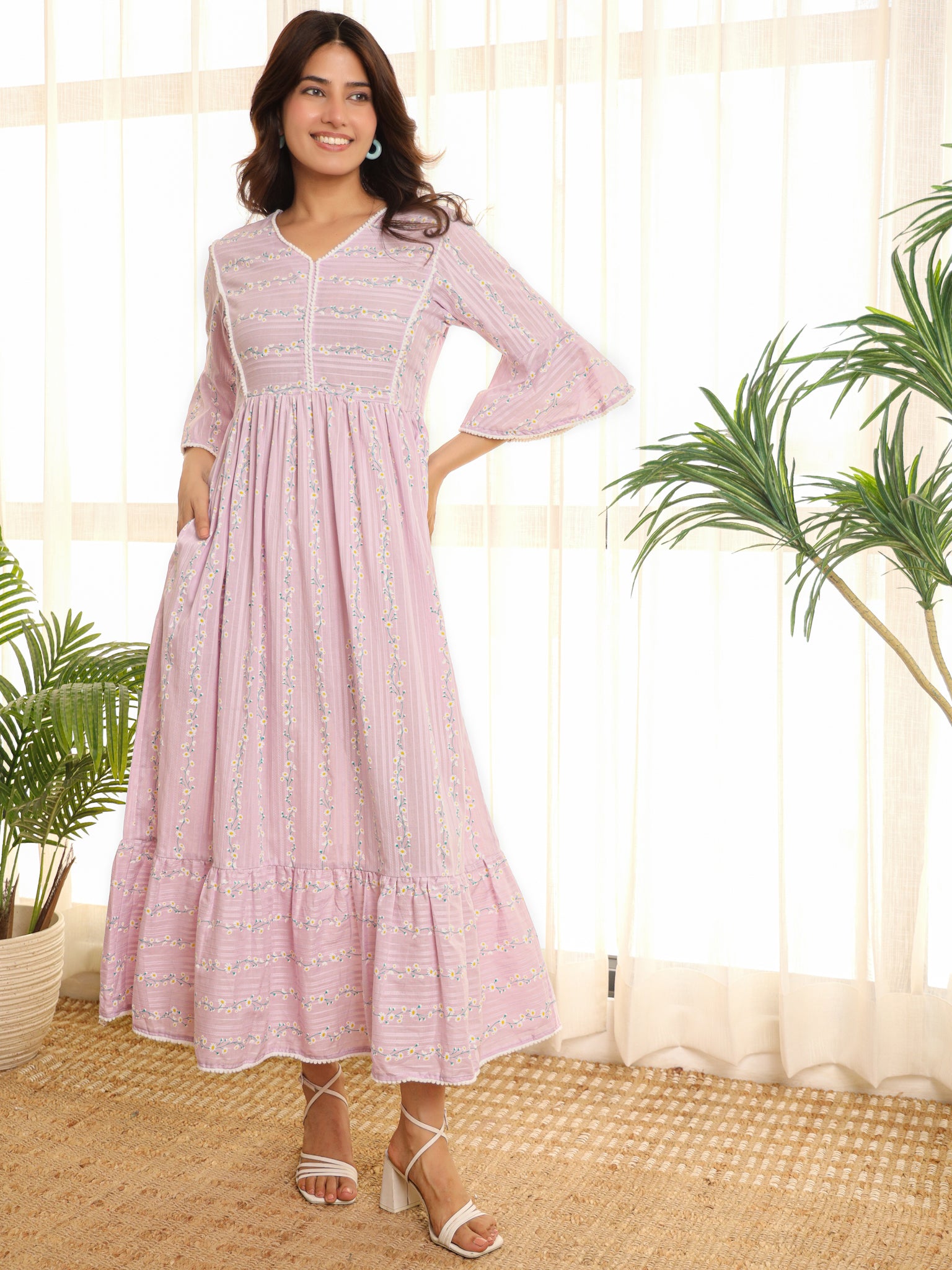 Katherine Cotton Lilac Maxi Dress