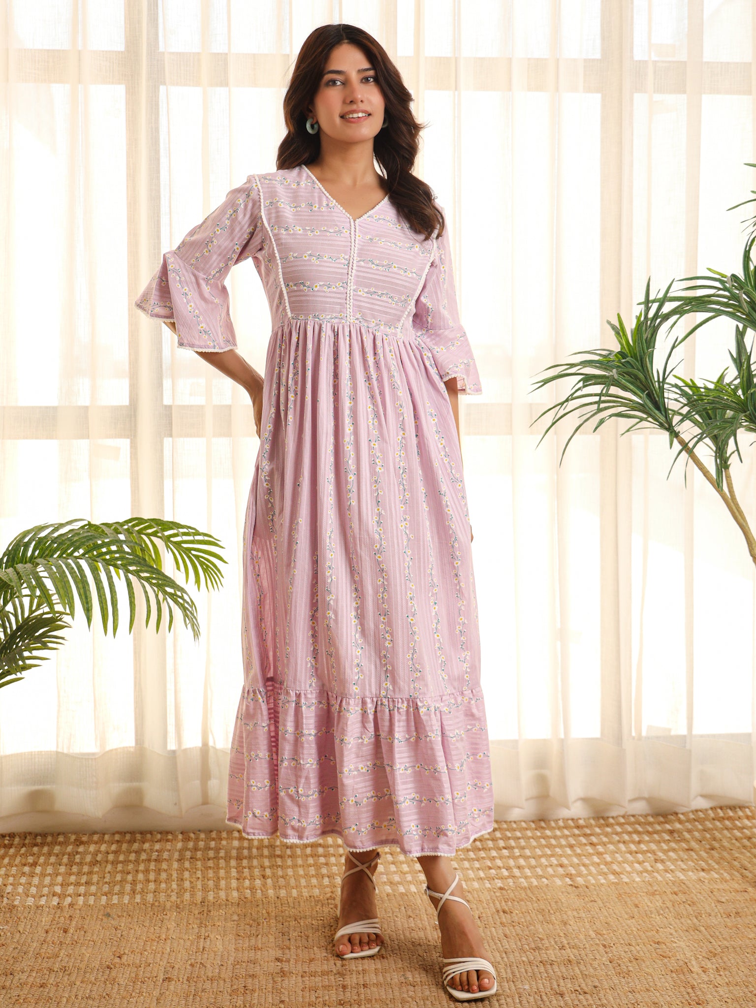 Katherine Cotton Lilac Maxi Dress