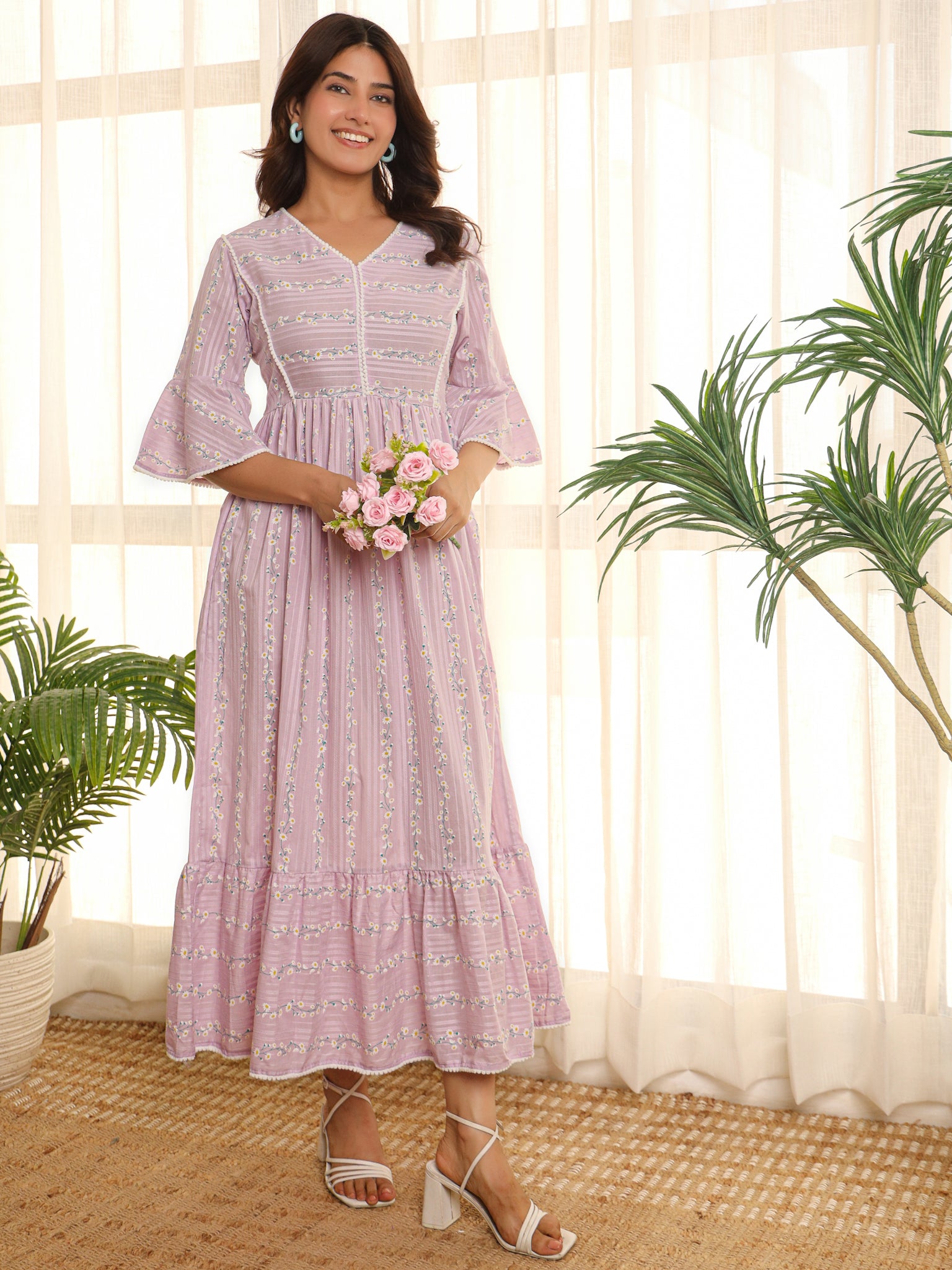 Katherine Cotton Lilac Maxi Dress