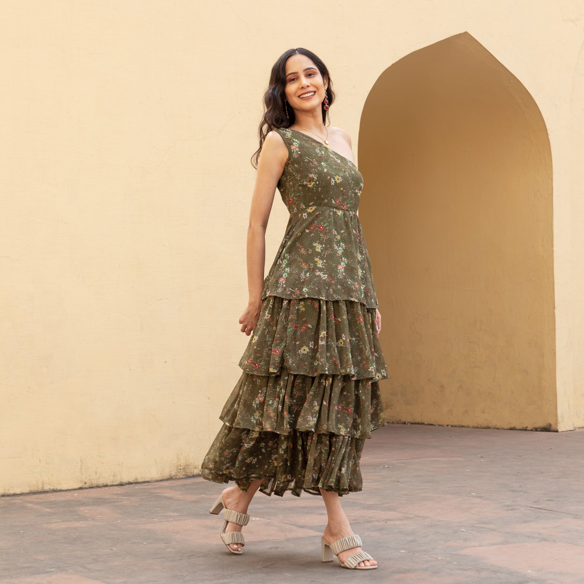 Olive Tiered Maxi Dress
