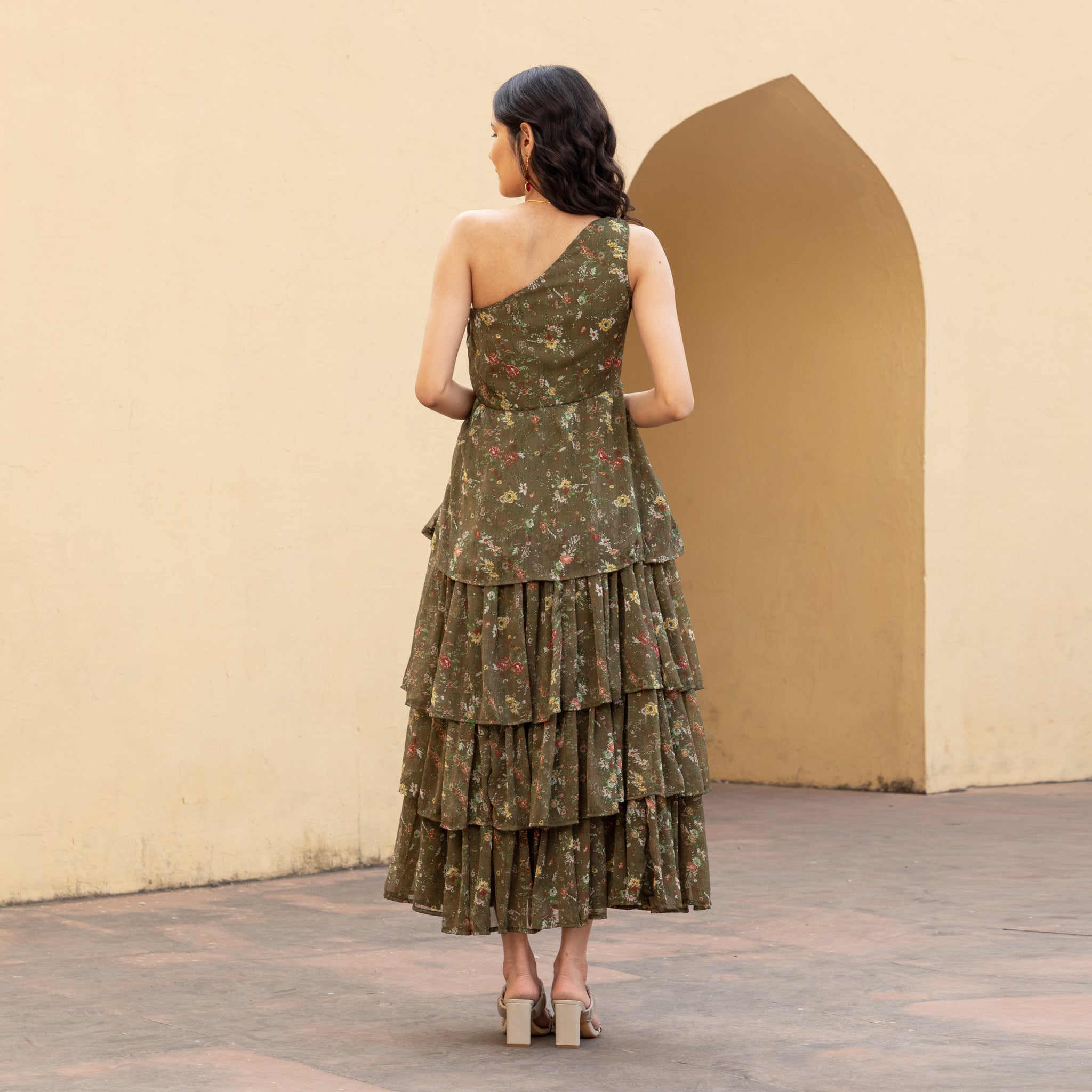 Olive Tiered Maxi Dress