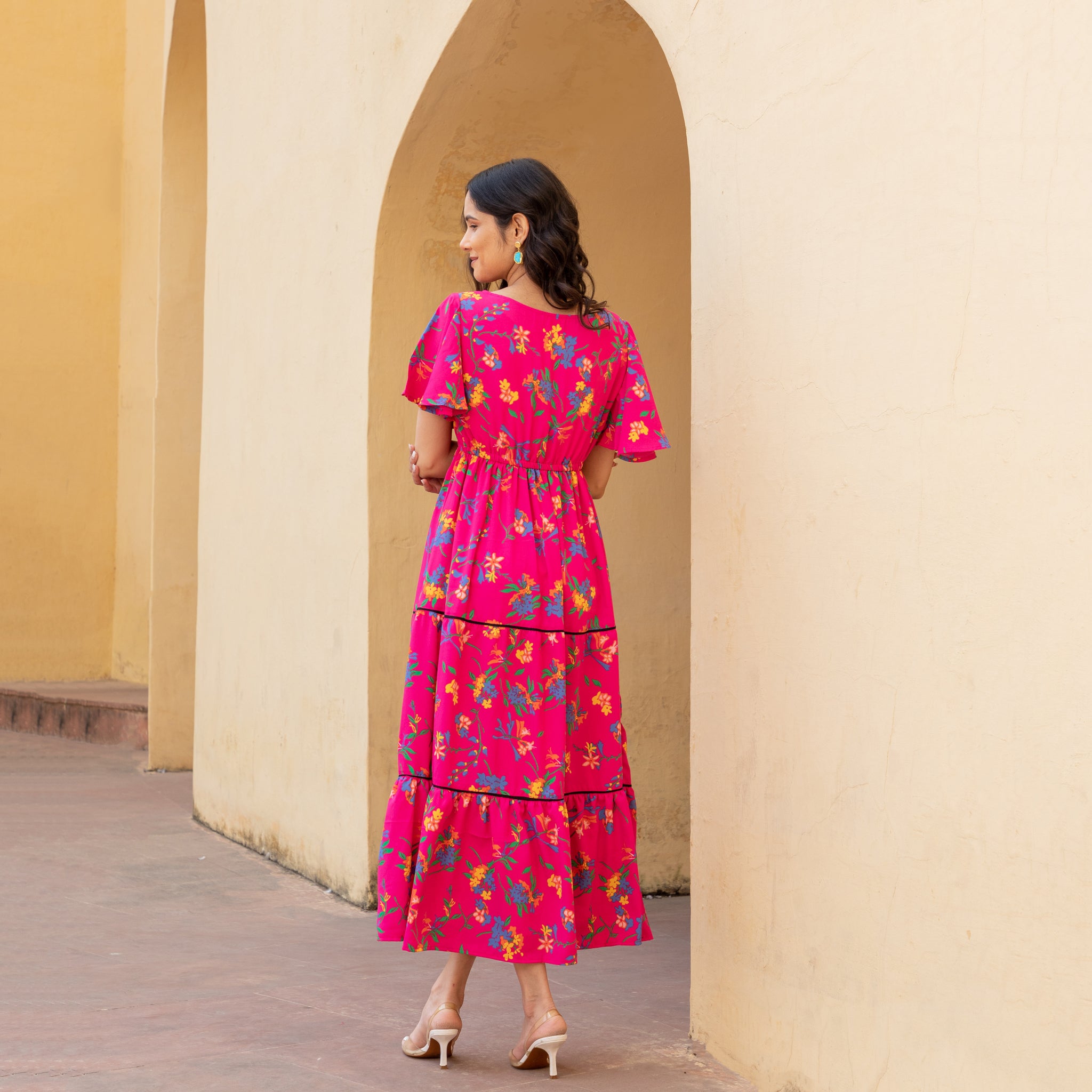 Pink Floral Lace Dress