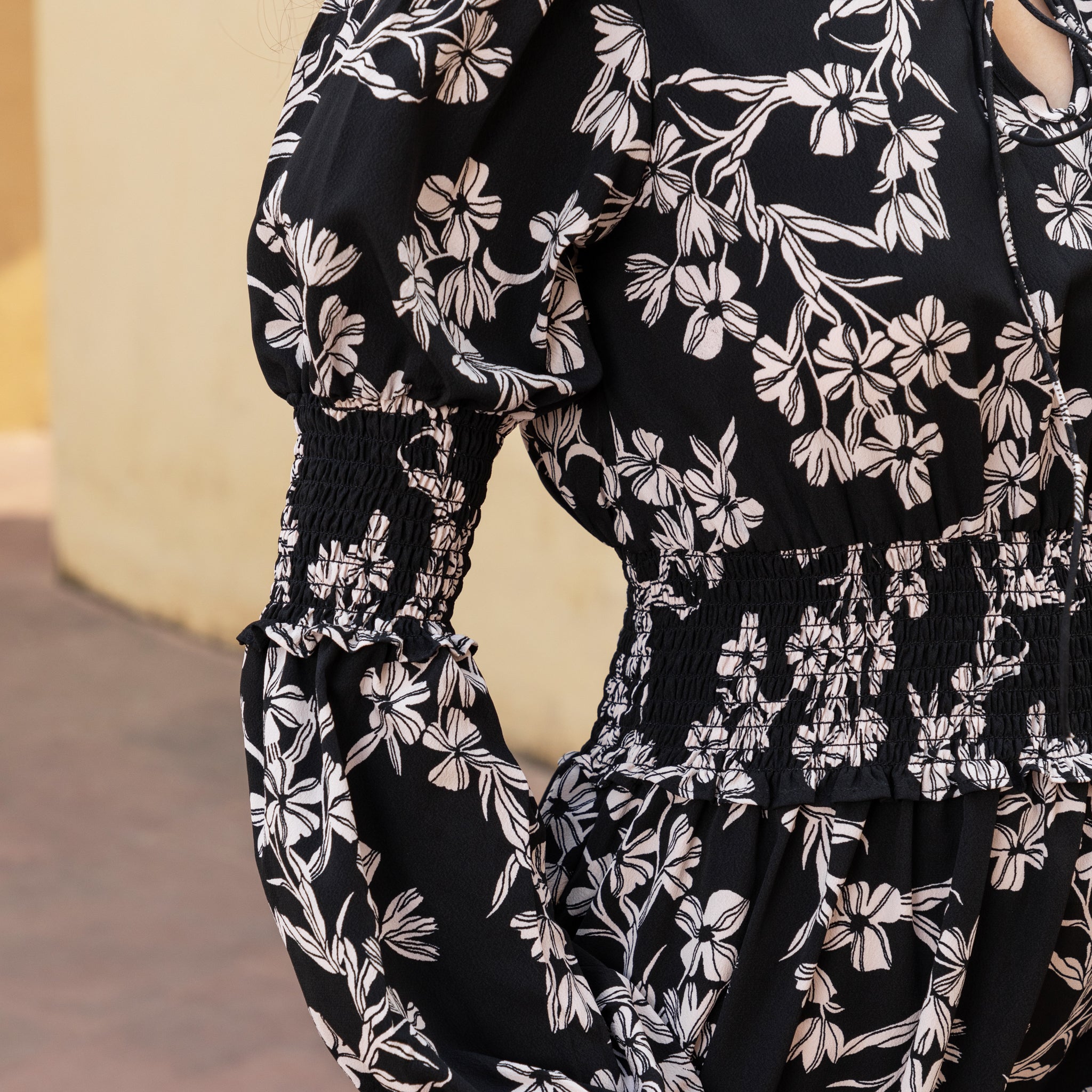 Black Floral Short Dress