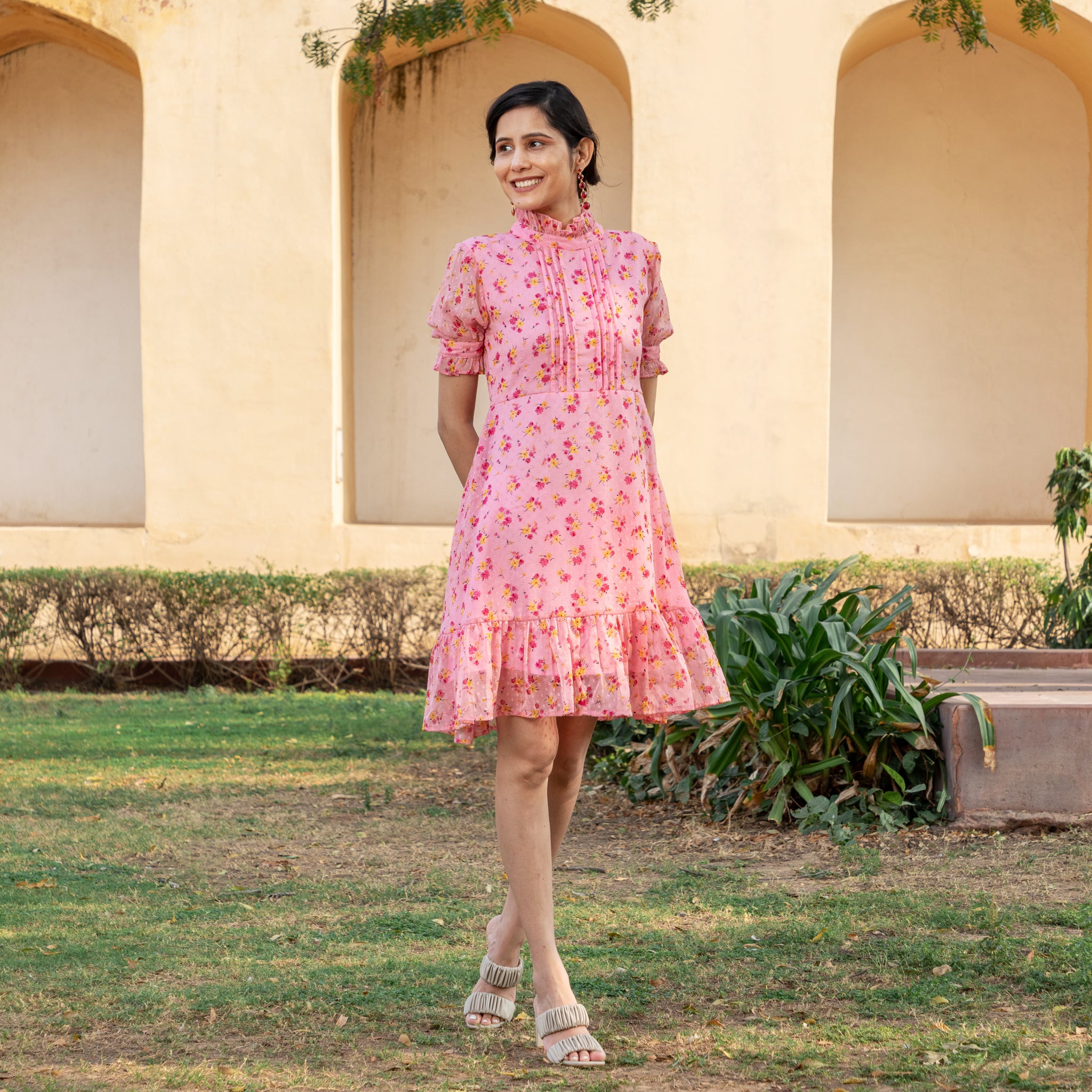 Pink Floral Mini Dress