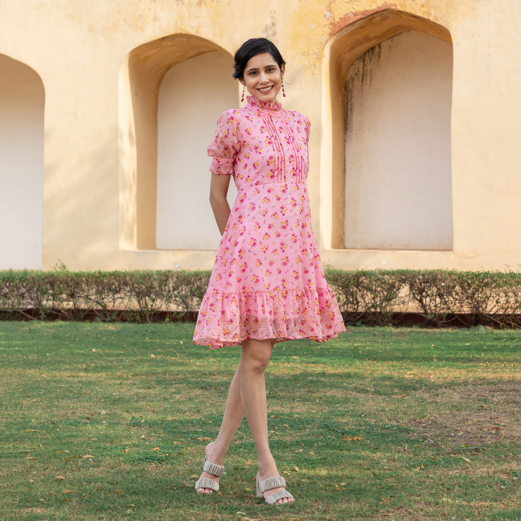 Pink Floral Mini Dress