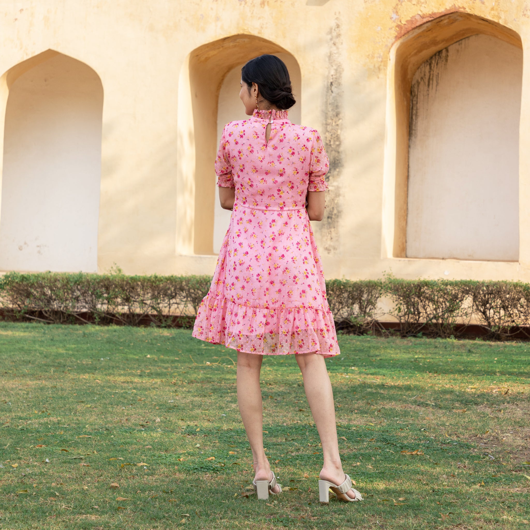 Pink Floral Mini Dress