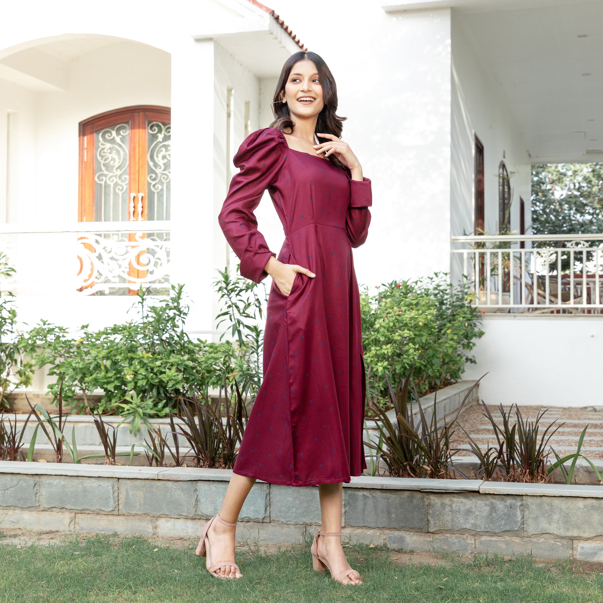 Maroon Slit Summer Dress