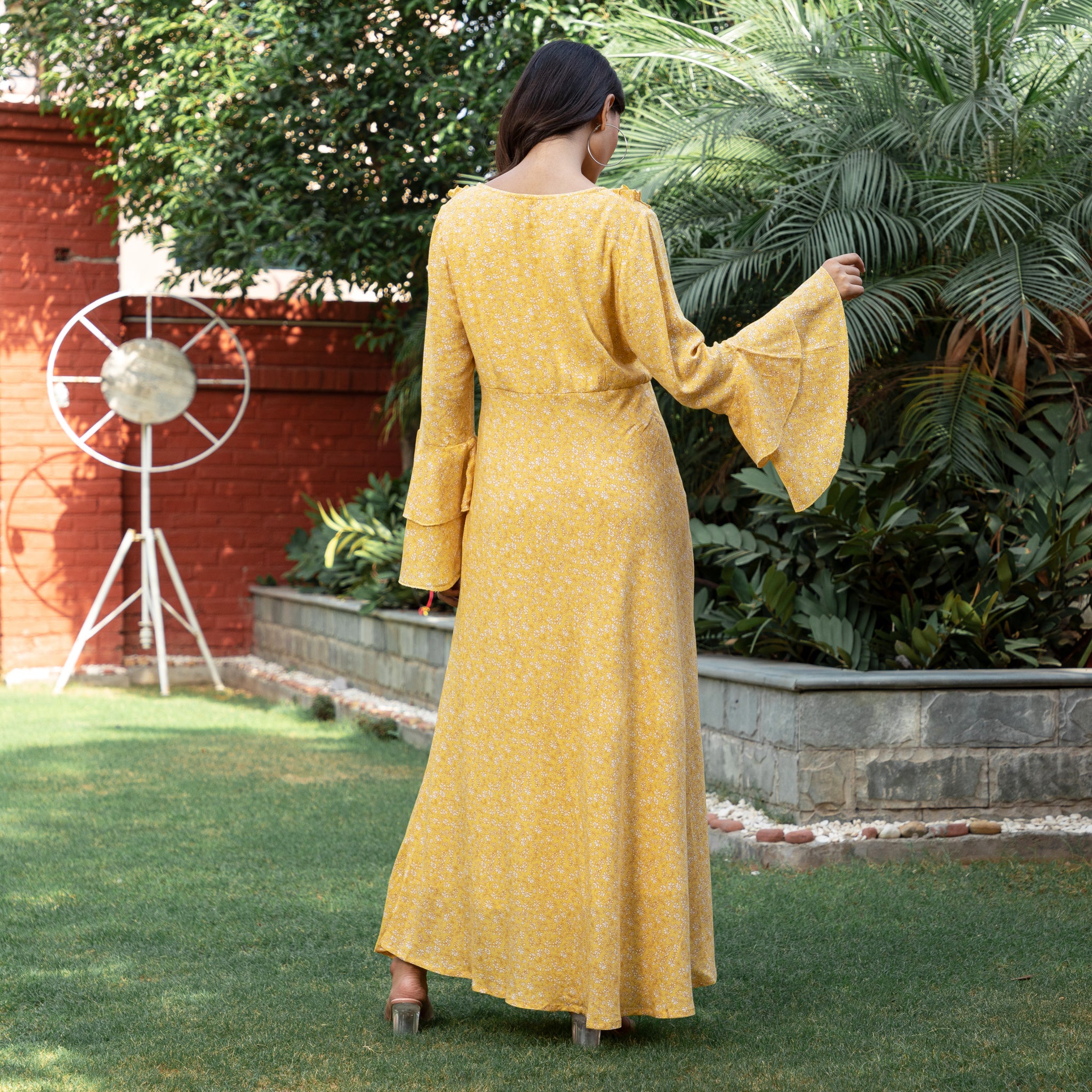 Yellow Summer Floral Maxi Dress