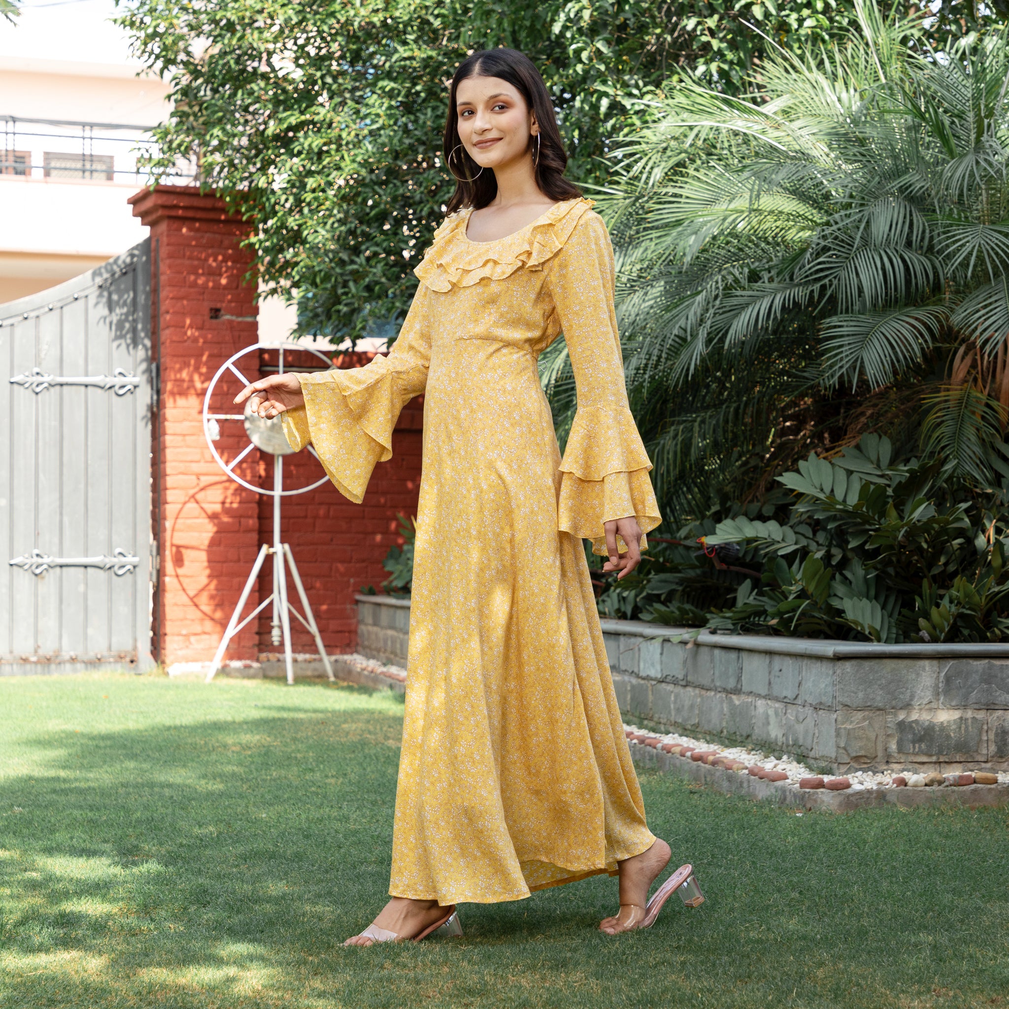 Yellow Summer Floral Maxi Dress