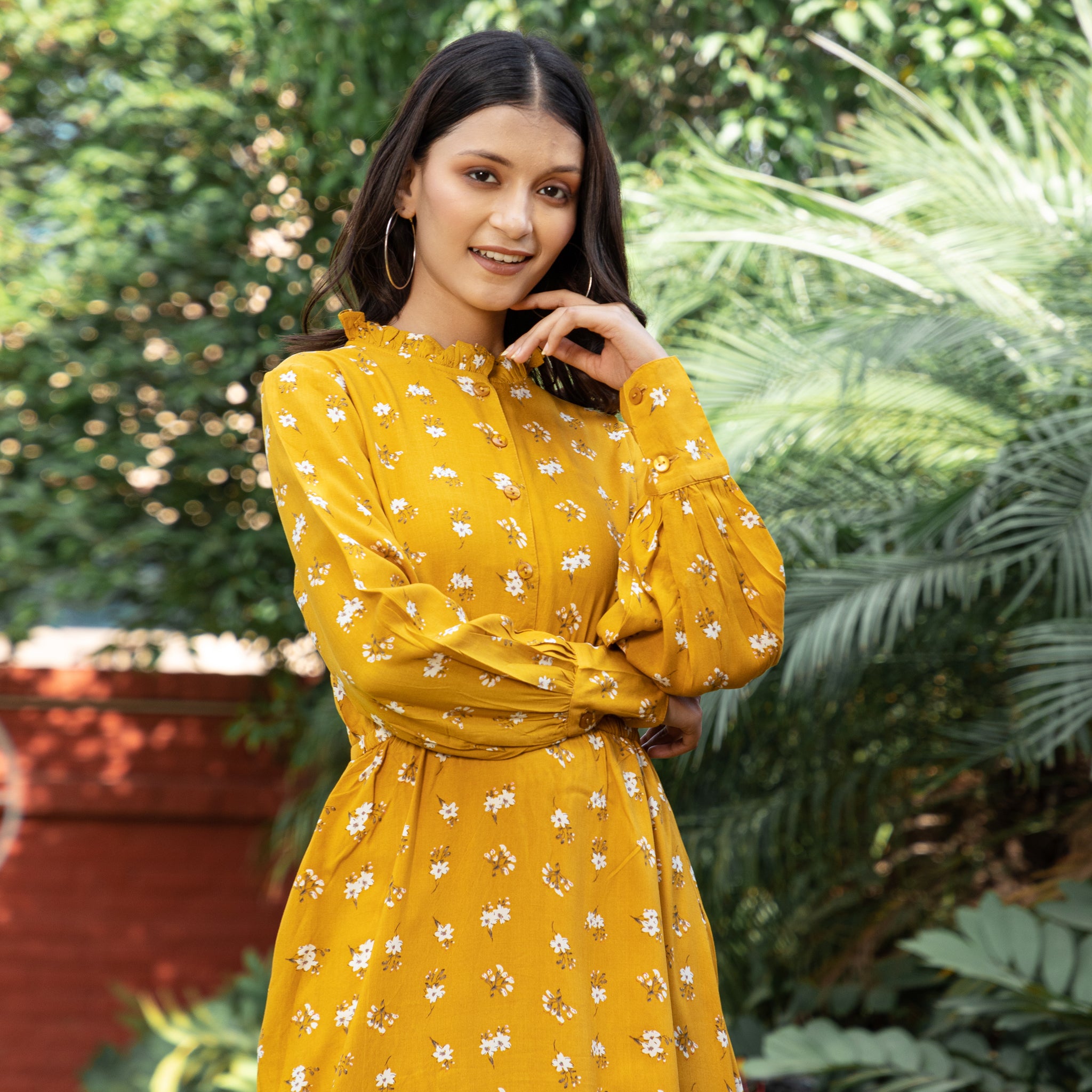 Summer Mustard Floral Dress