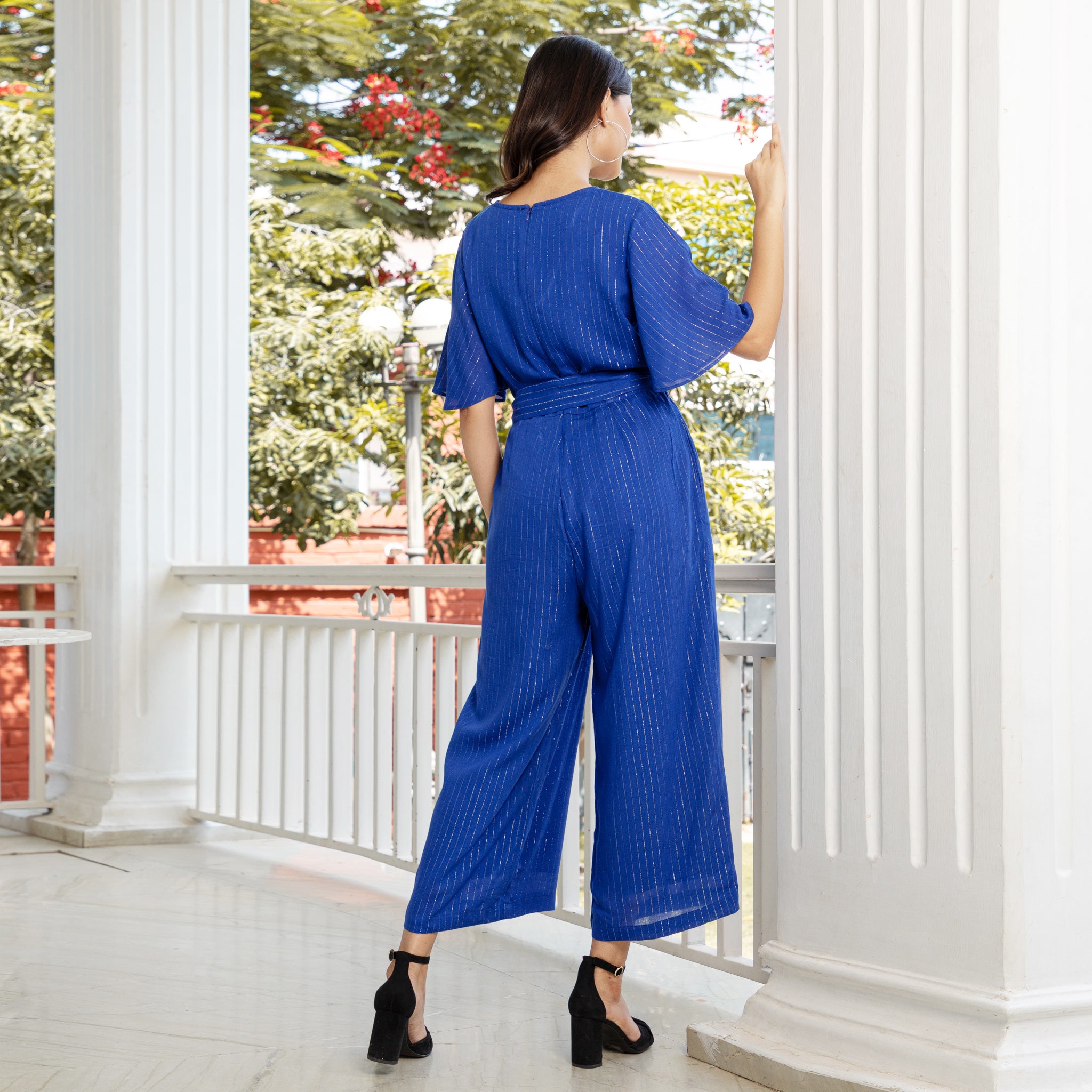 Royal Blue Pin Stripe Summer Fashion Jumpsuit