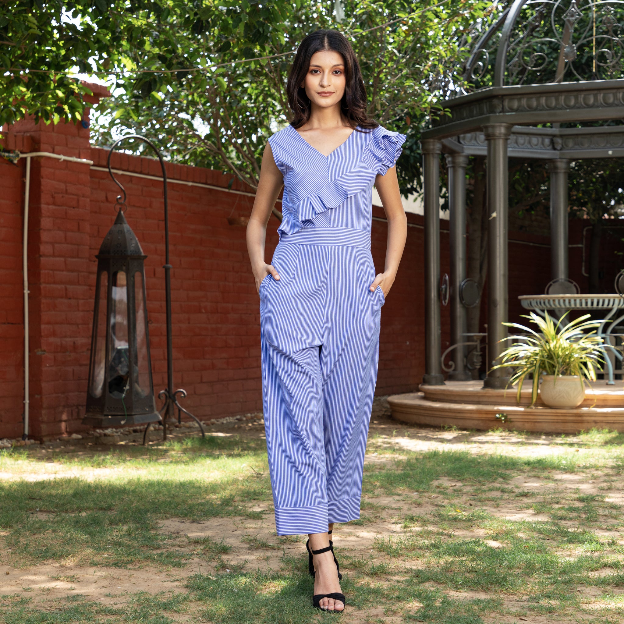 Blue Stripe Summer Jumpsuit