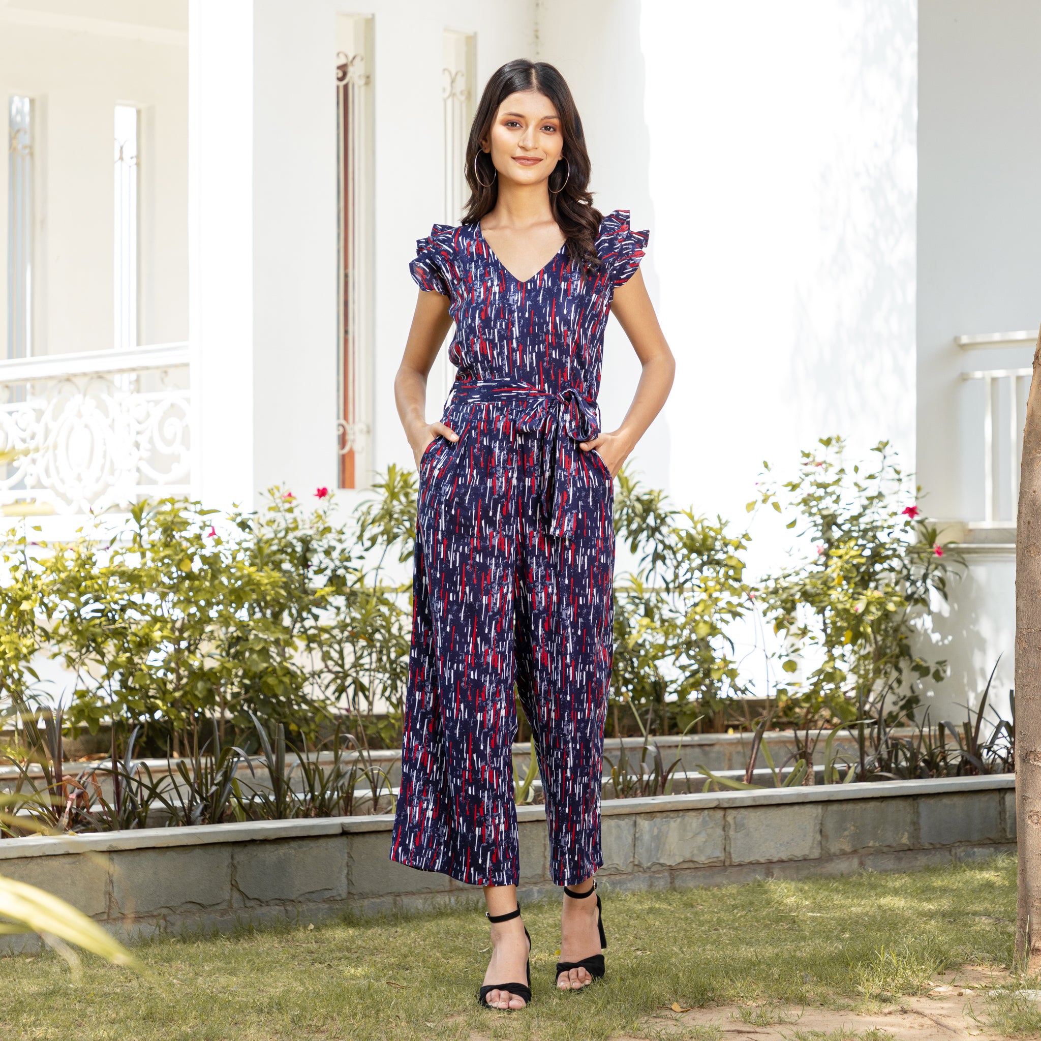 Mutlticolor Stripe Print Summer Jumpsuit